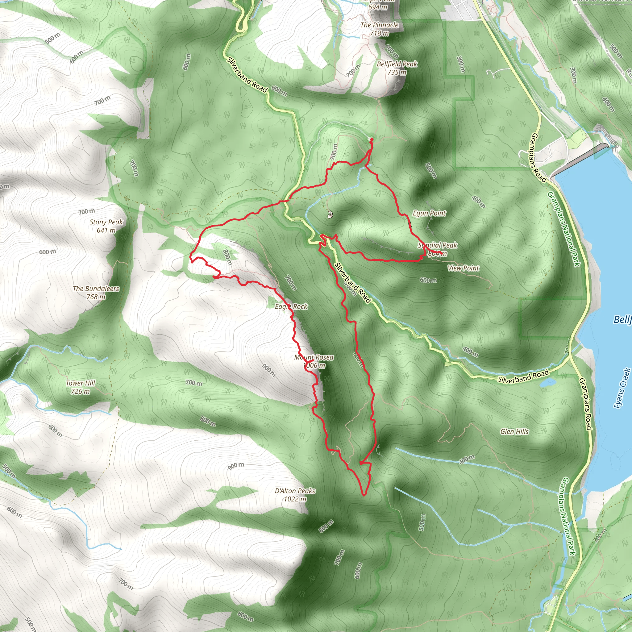 Mount Rosea and Sundial Peak Trail mobile static map