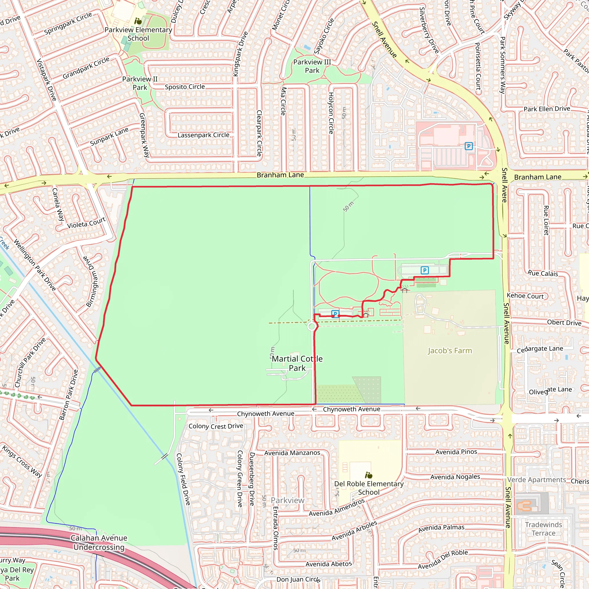 Martial Cottle Park Loop mobile static map