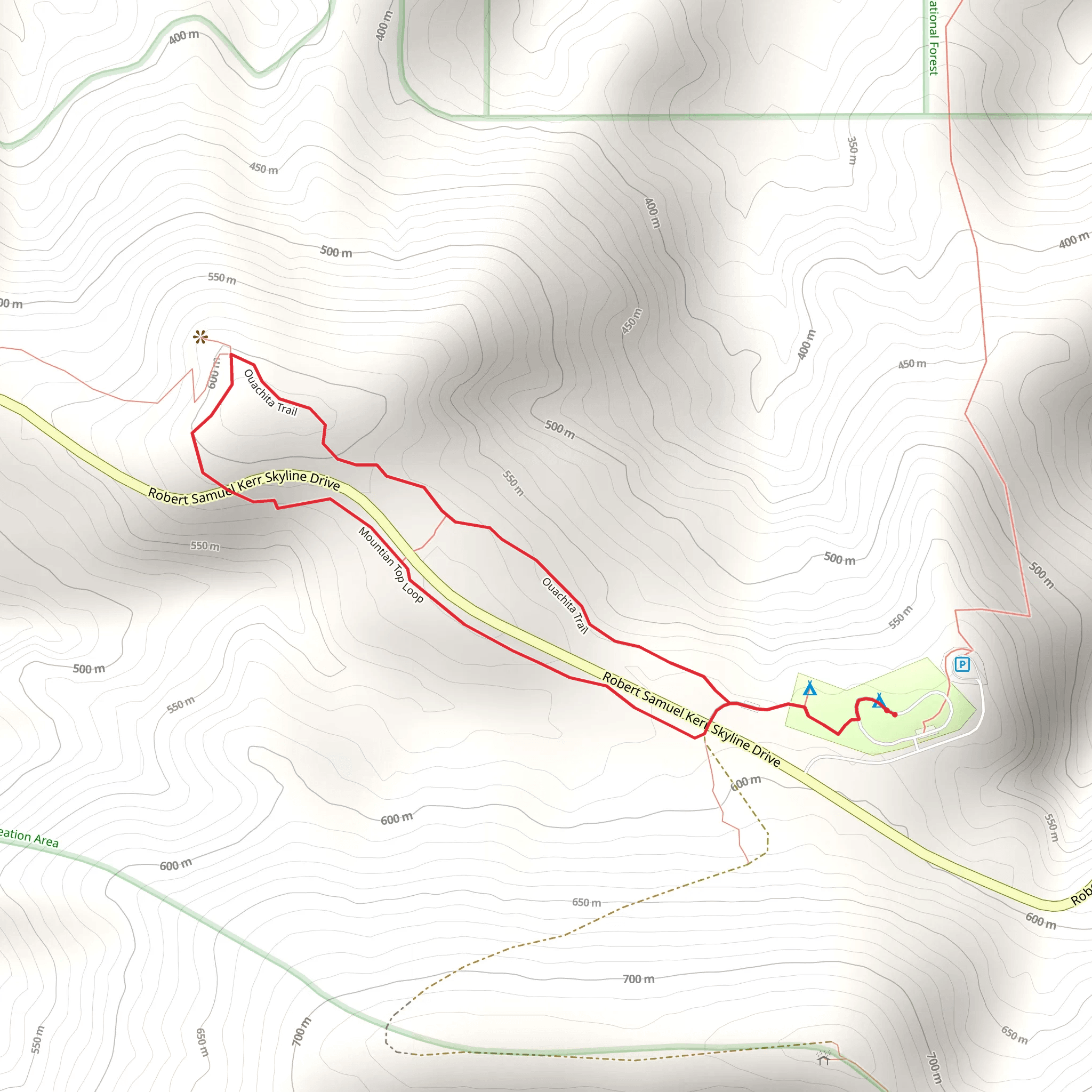 Ouachita Trail and Mountain Top Loop mobile static map