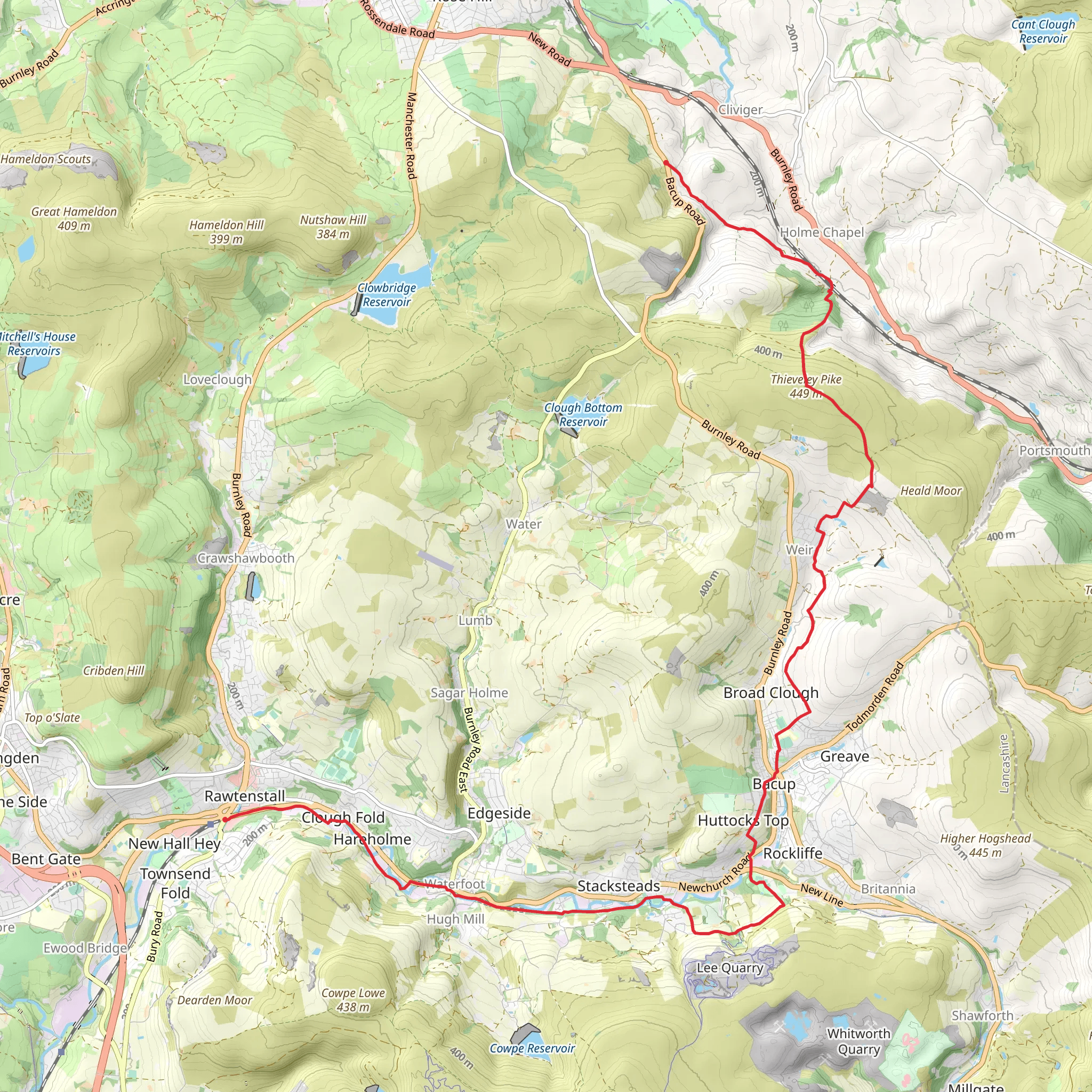 Walk Mill to Rawtenstall Walk mobile static map