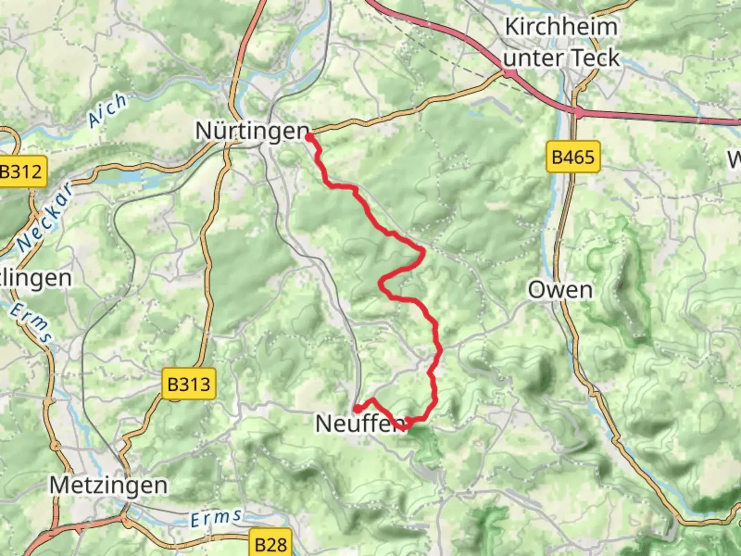 An image depicting the trail Nurtingen to Neuffen Walk and its surrounding area.