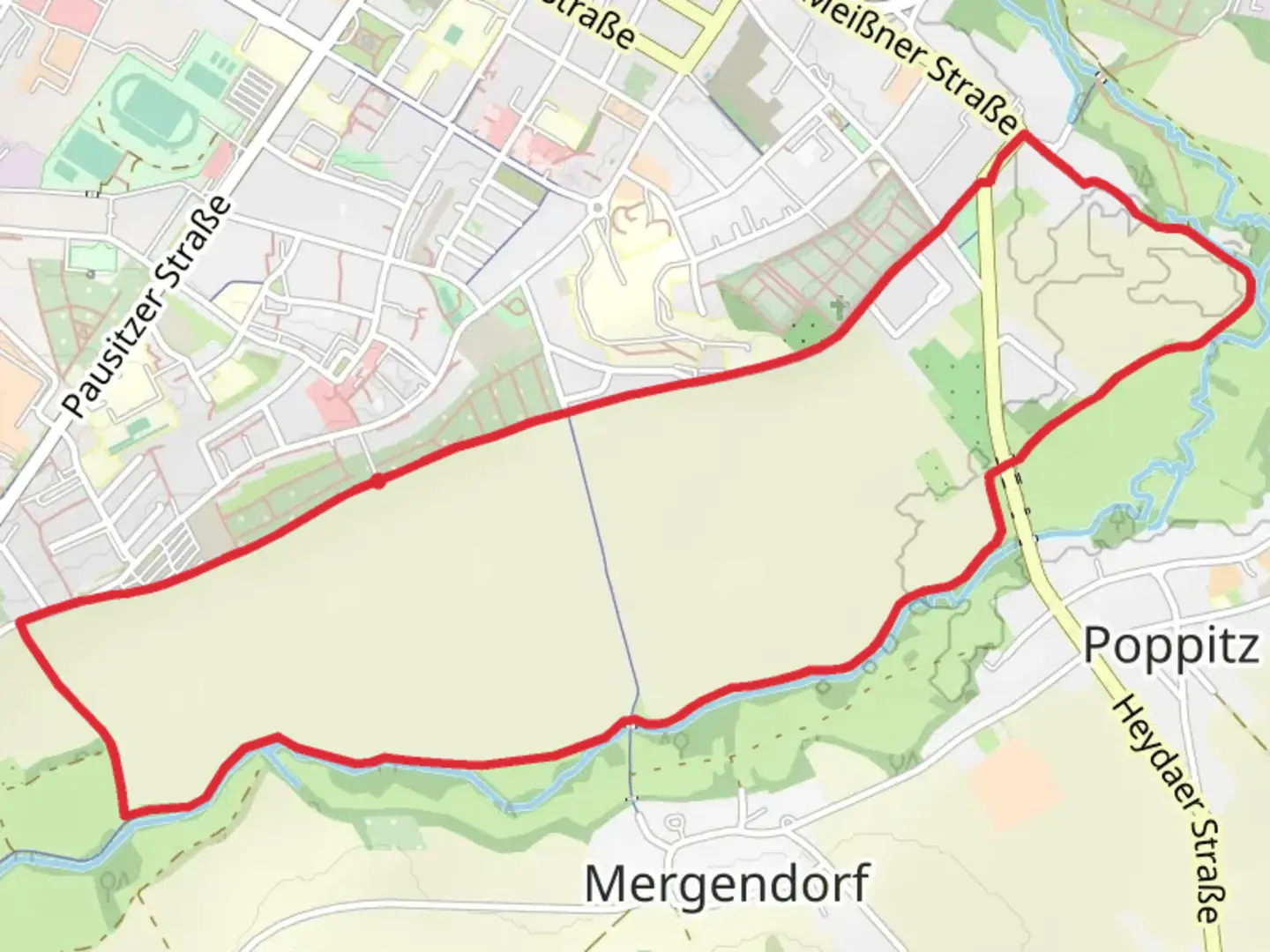 An image depicting the trail Pausitz Loop and its surrounding area.