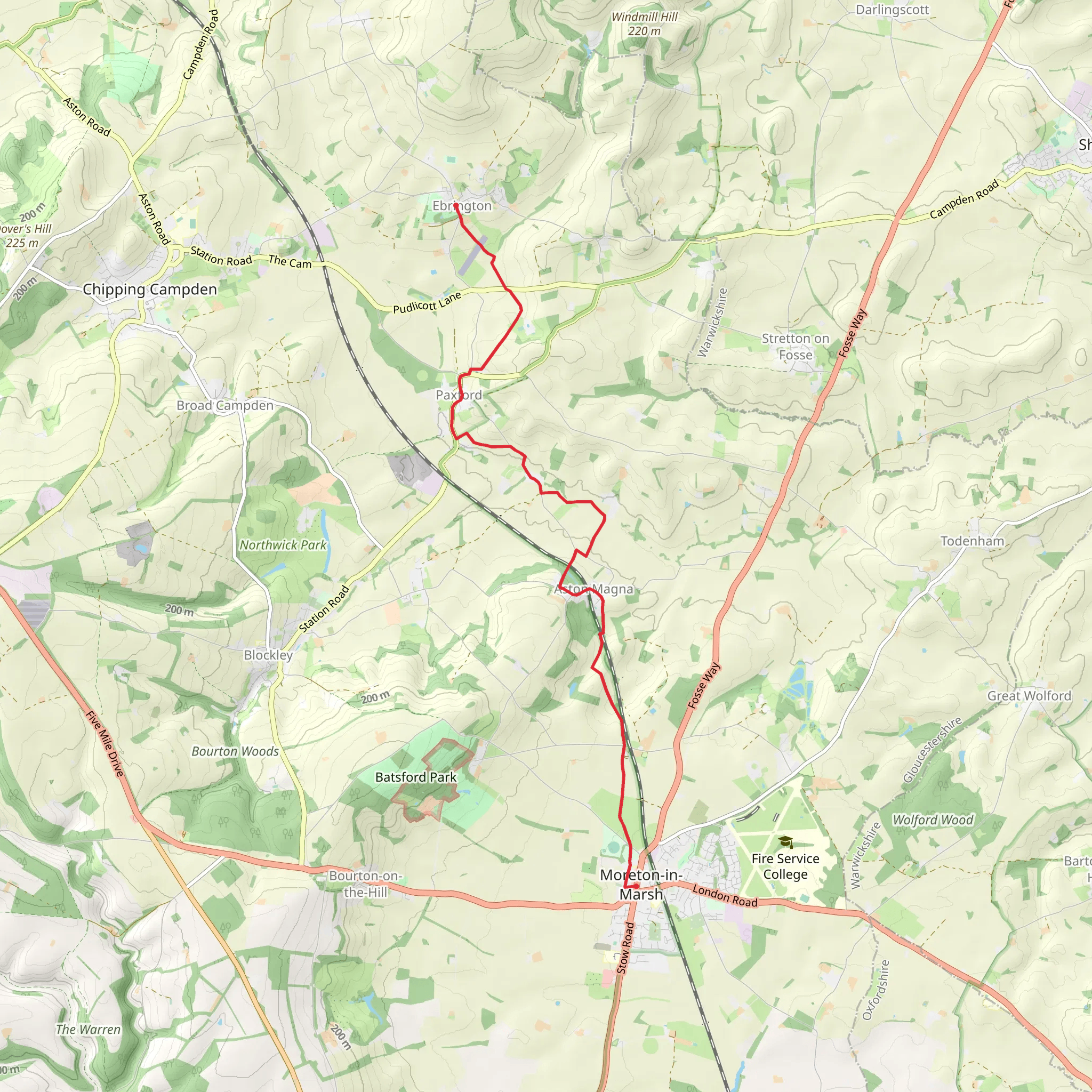 Moreton in Marsh to Ebrington Walk mobile static map