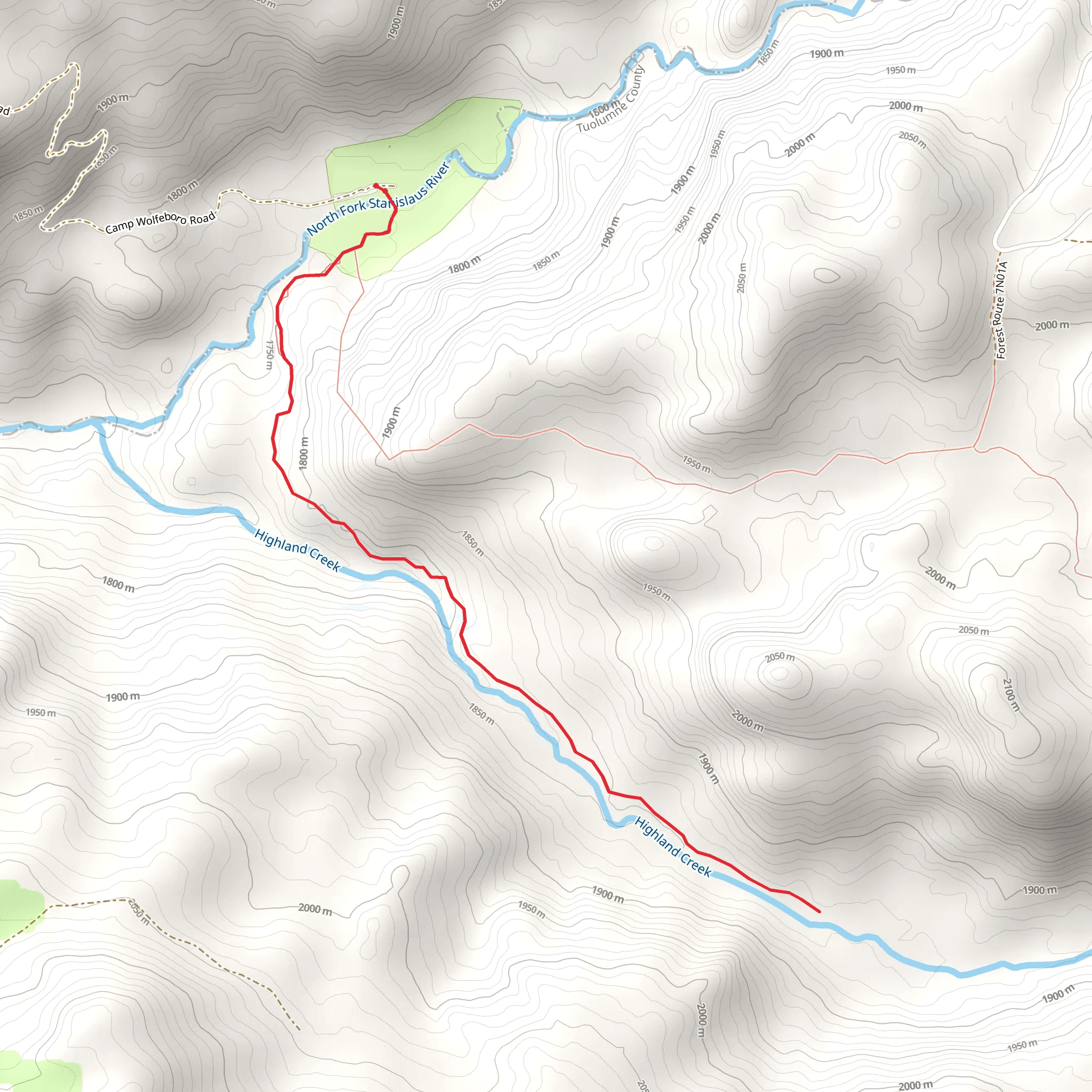 Highland Creek - Wolfborro Trail mobile static map