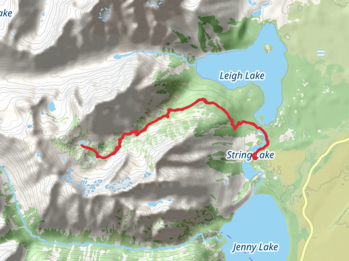 An image depicting the trail Holly Lake via Teton Crest Trail and its surrounding area.