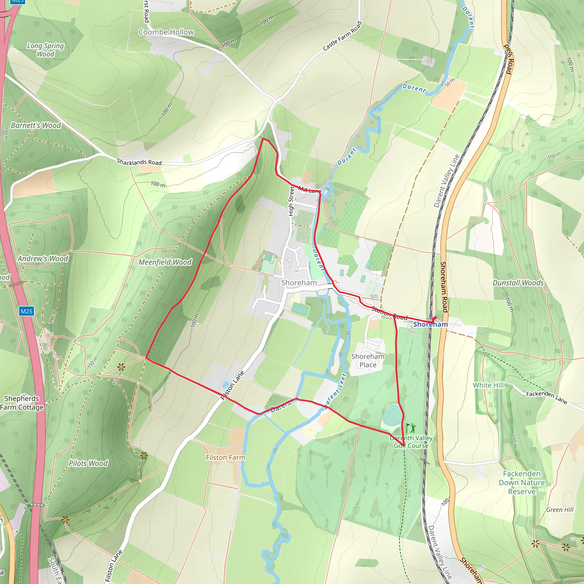 Shoreham Country Park Loop mobile static map