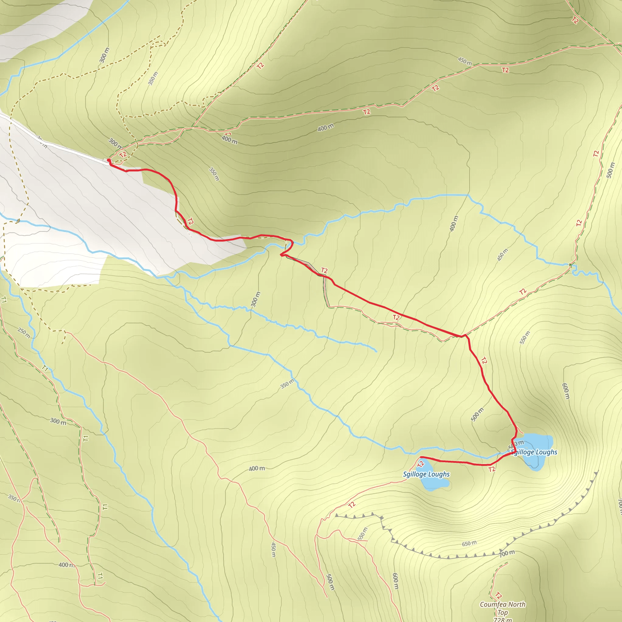 Nire Valley Trails - Sgilloges Walk mobile static map