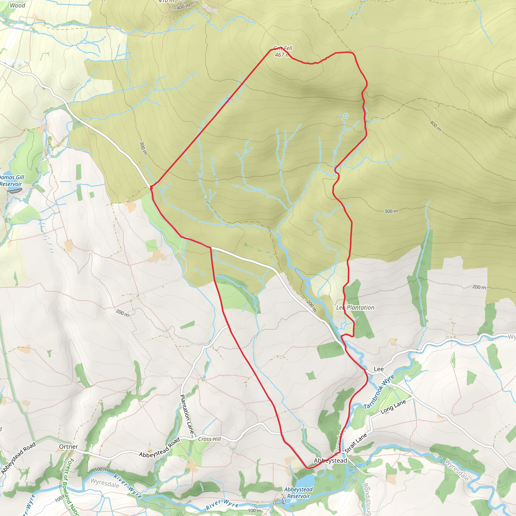 Grit Fell from the Jubilee Tower near Quernmore mobile static map