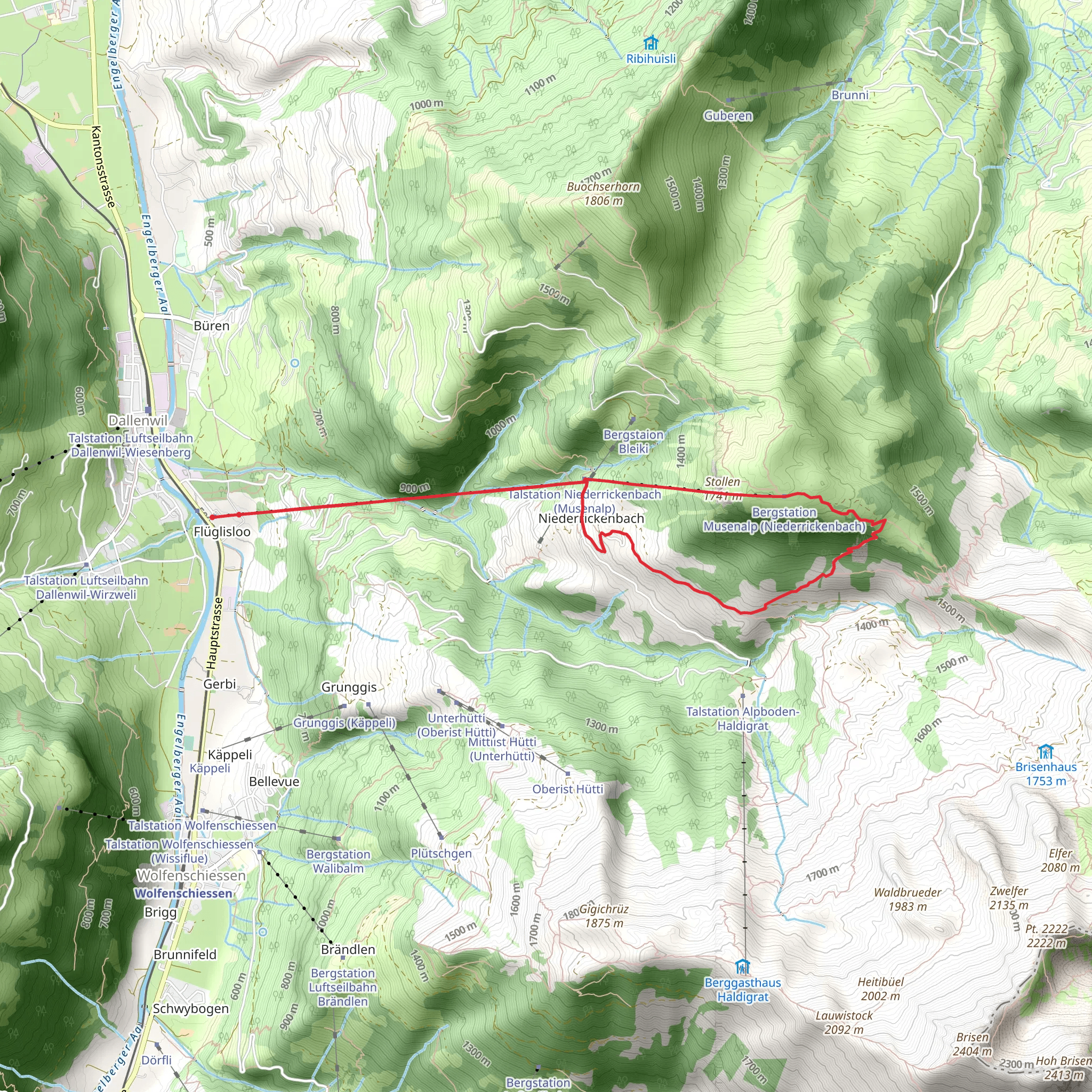 Round tour Musenalp mobile static map