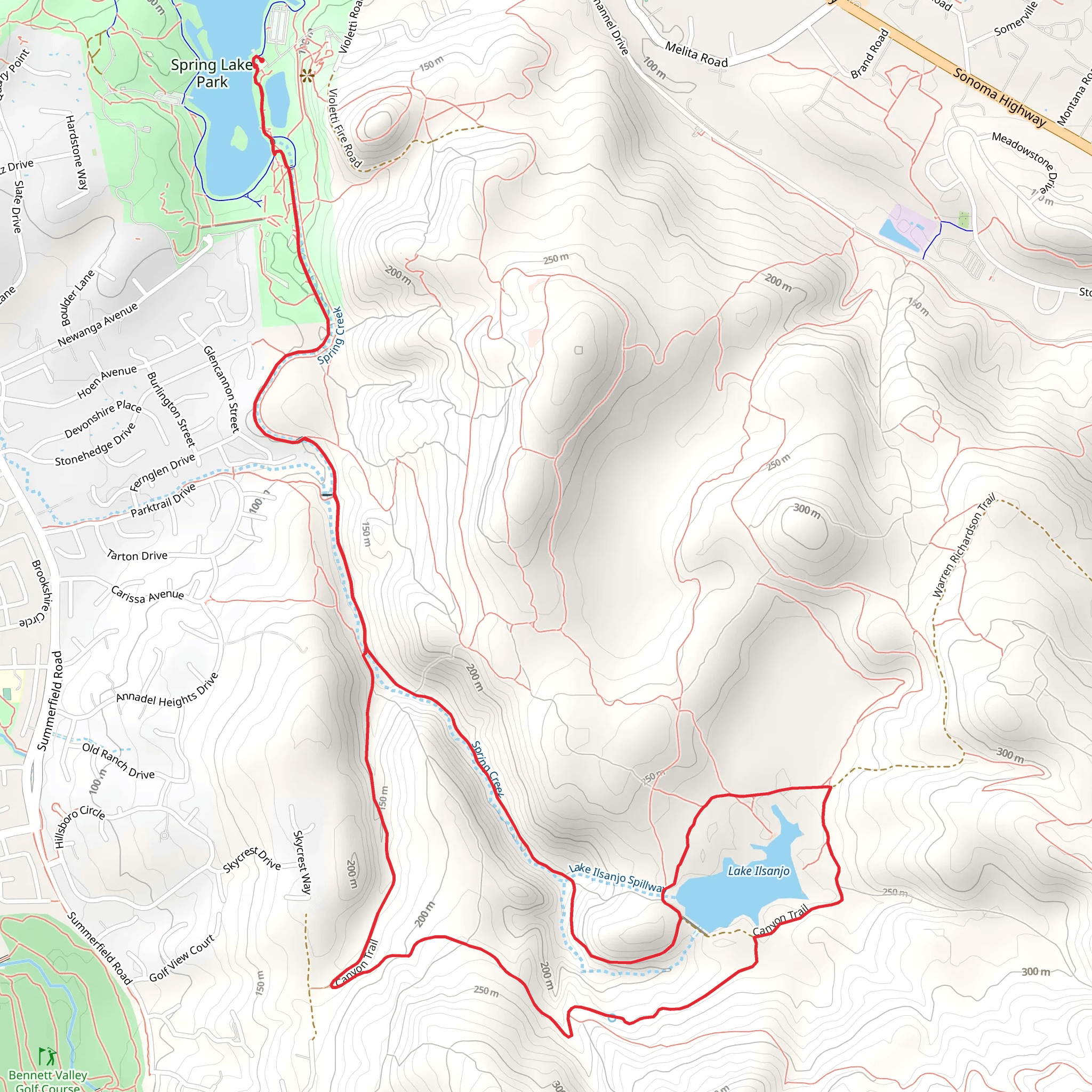 Lake Ilsanjo via Spring Creek Trail mobile static map