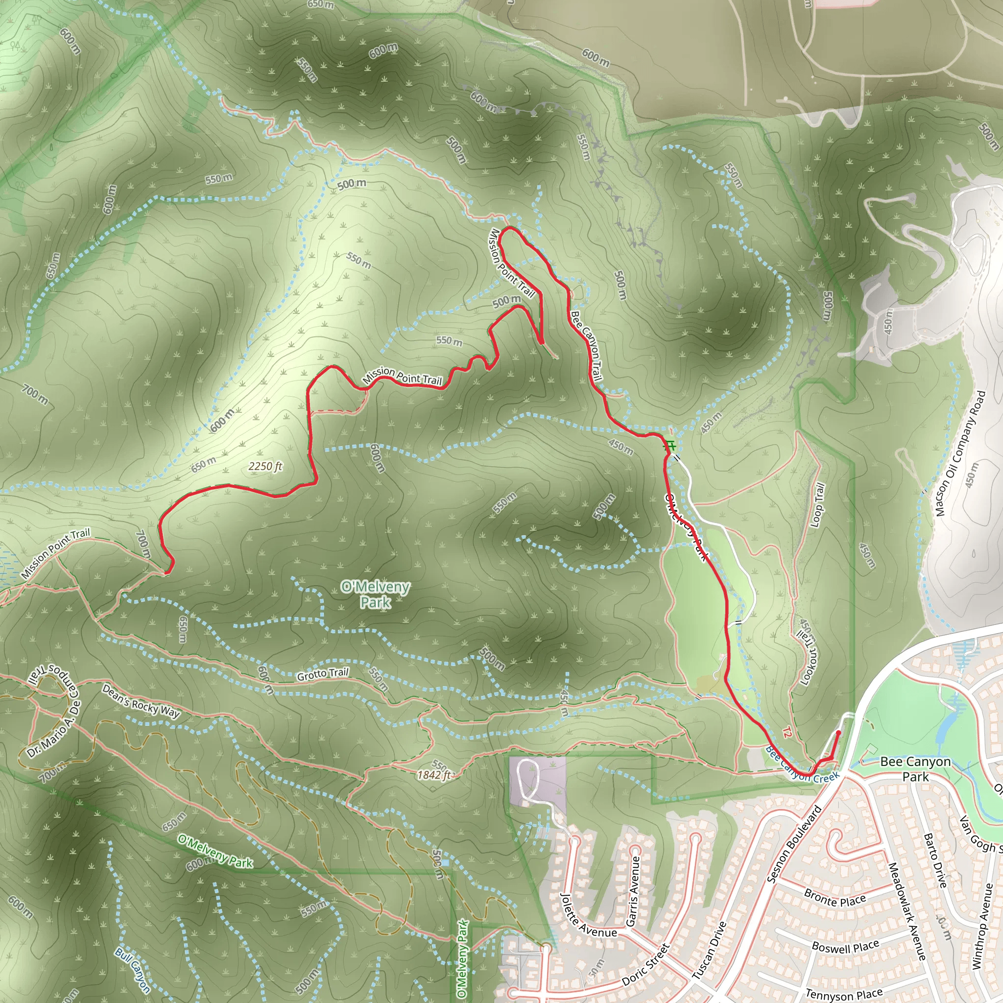 Bee Canyon Park mobile static map