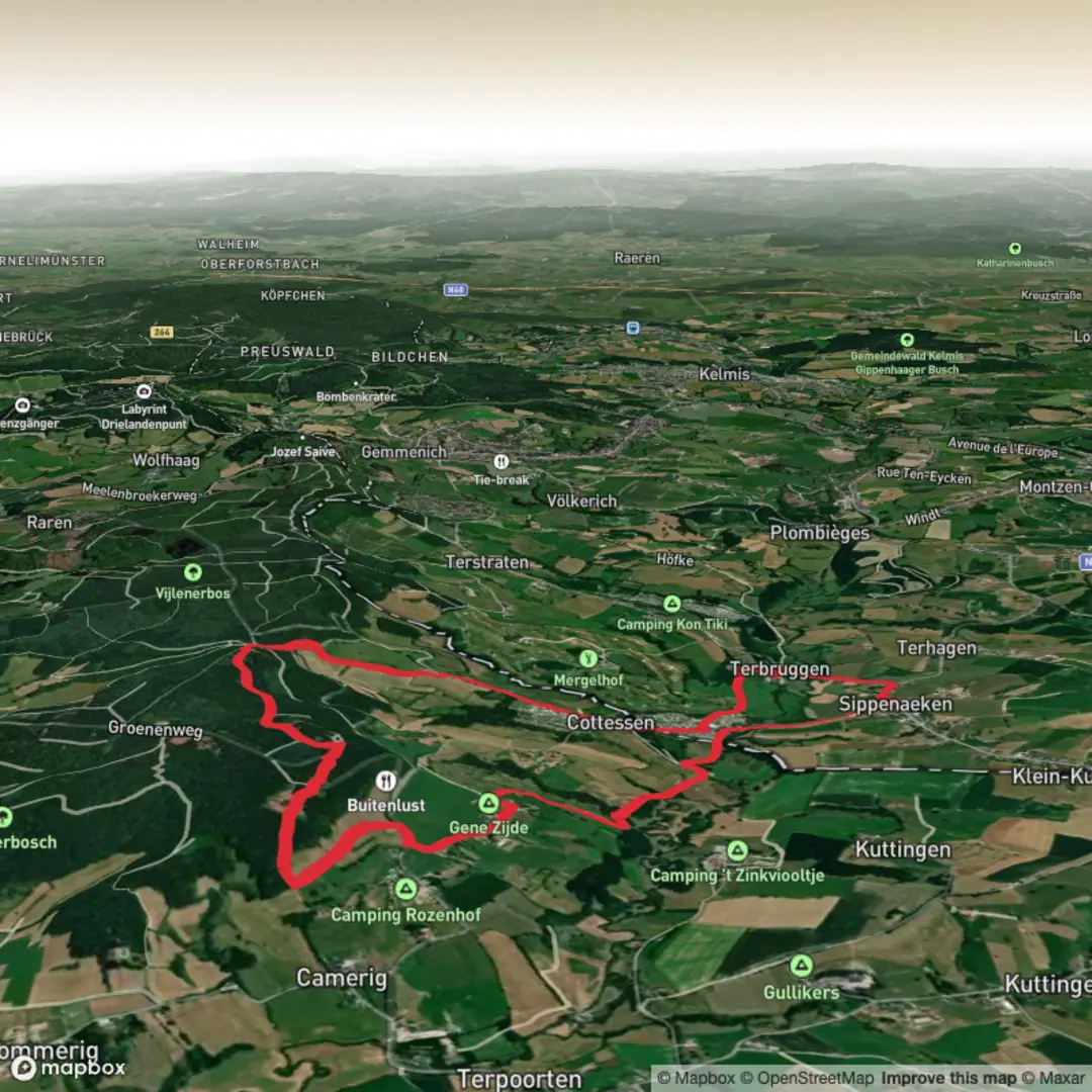 An image depicting the trail Vaals and Vieux Moulin Loop and its surrounding area.