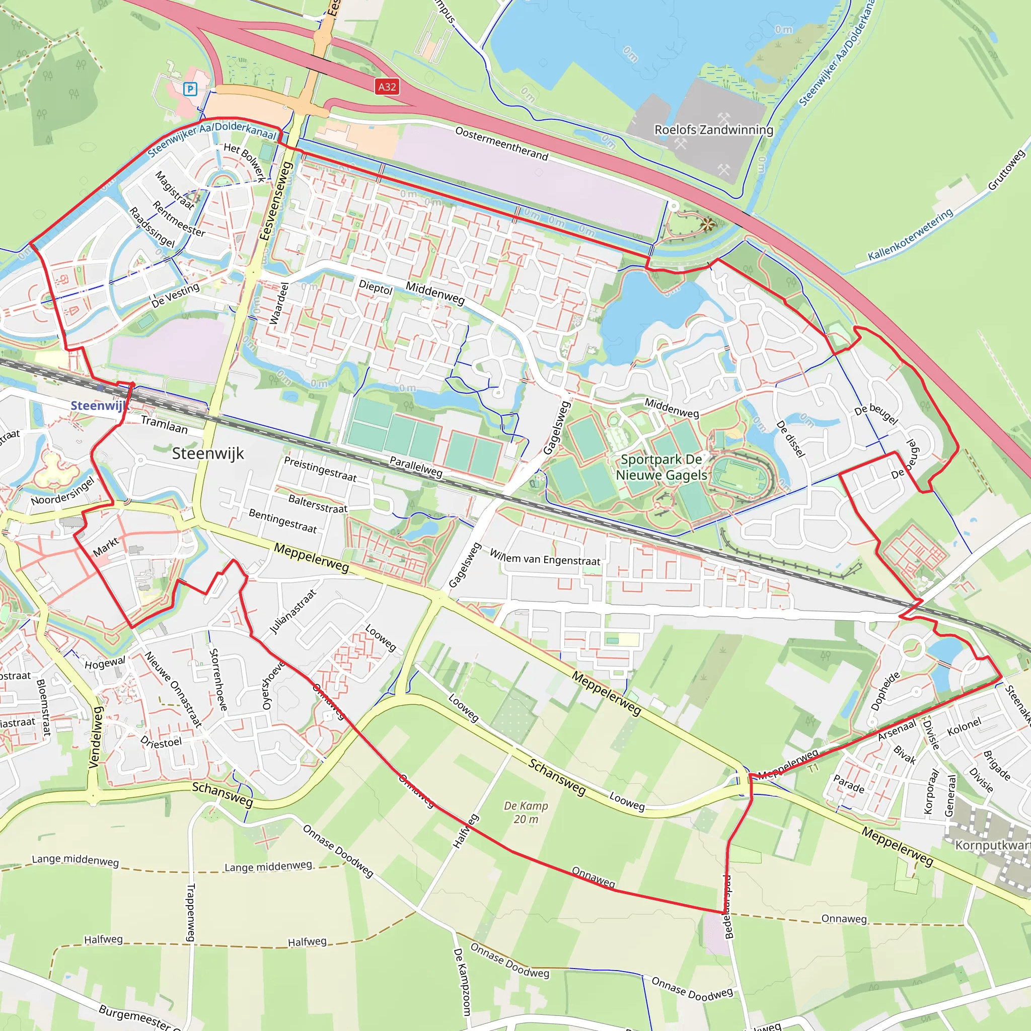 Nieuwe Gagels and Dolder Kanaal via Maarten van Rossumpad and Woldmeenthepad mobile static map