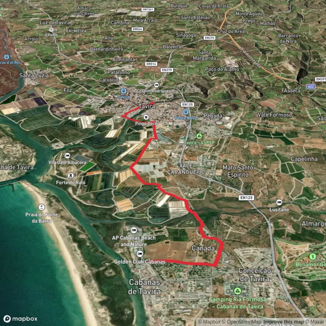 An image depicting the trail Hike from Tavira and its surrounding area.