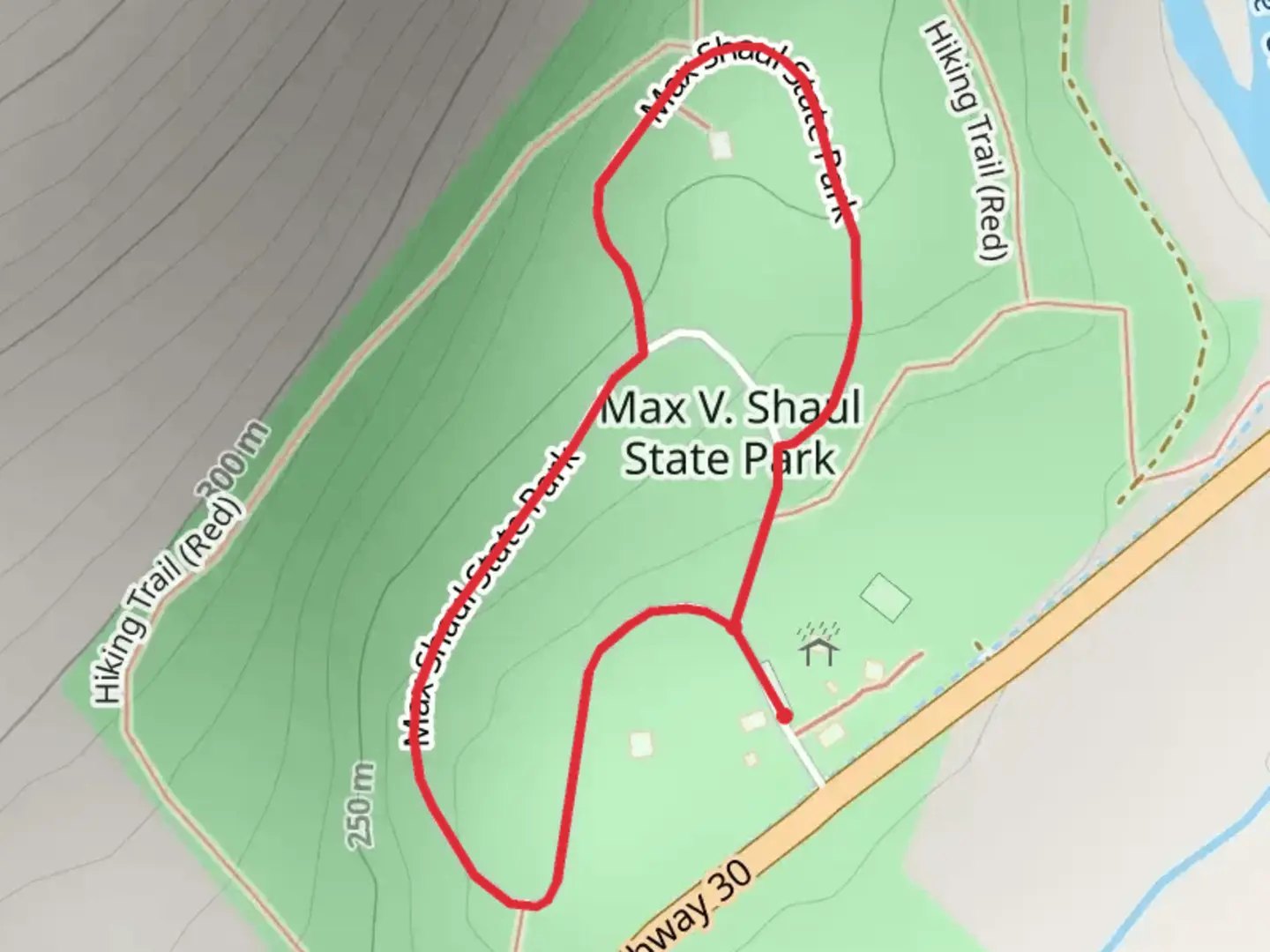 An image depicting the trail Max Shaul State Park Loop and its surrounding area.