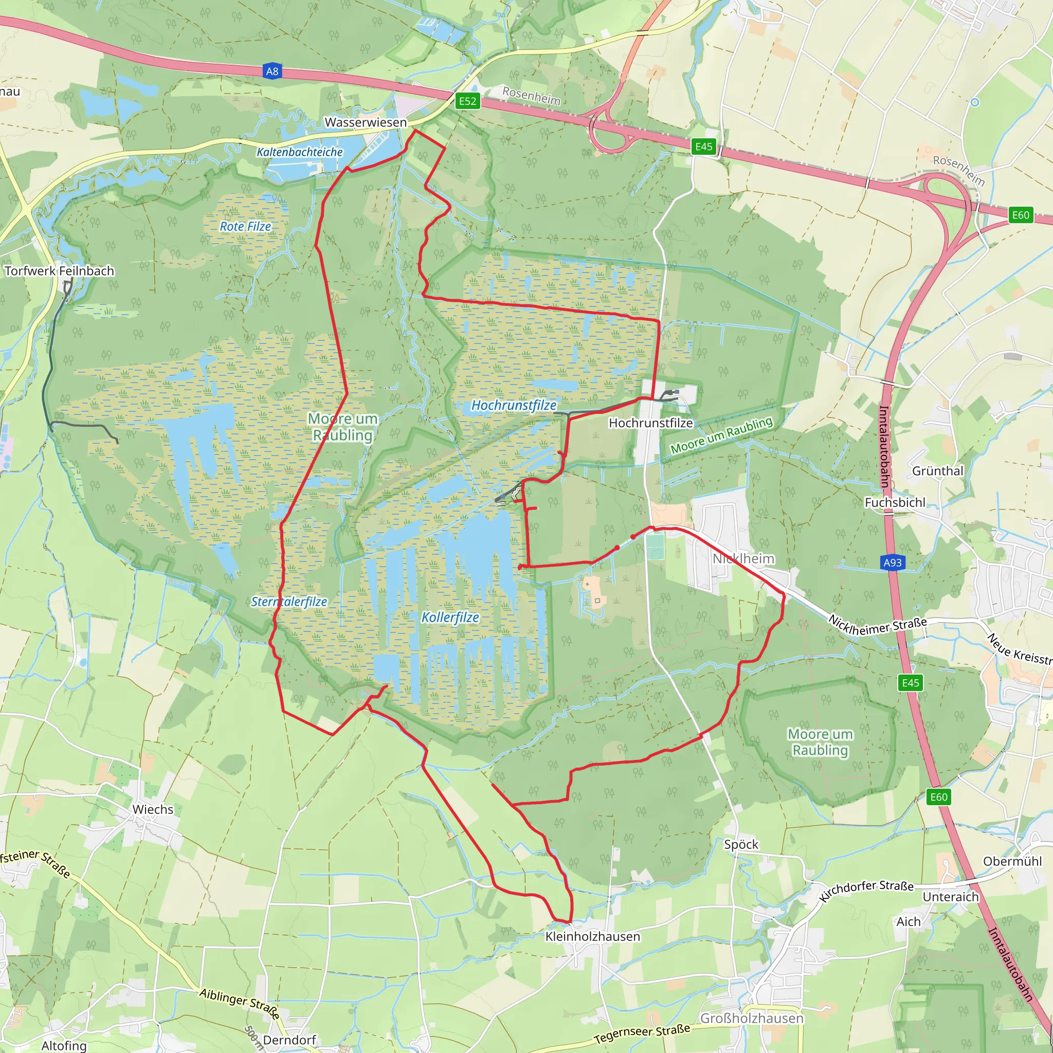 Moor um Raubling and Kollerfilze Loop mobile static map