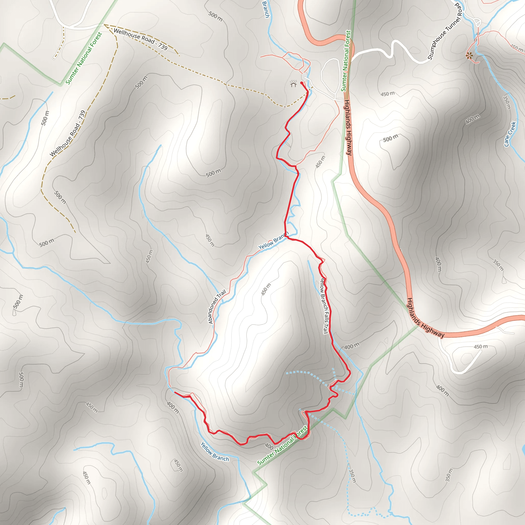 Yellow Branch Falls Trail mobile static map