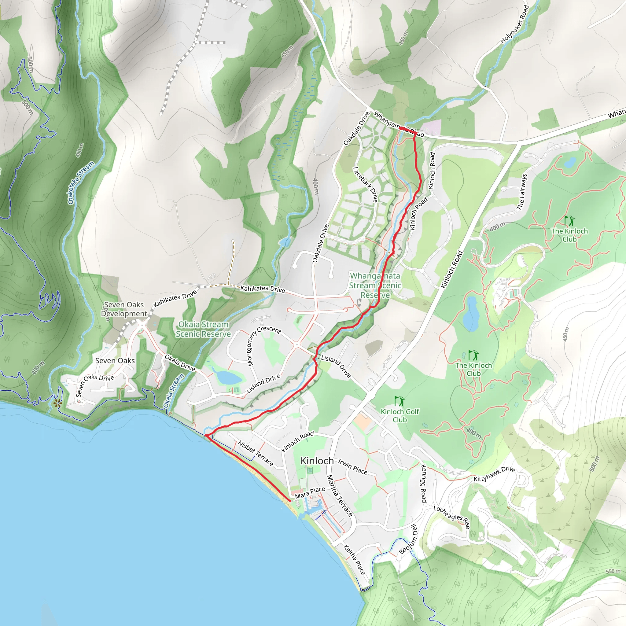 Whangamata Stream Trail mobile static map