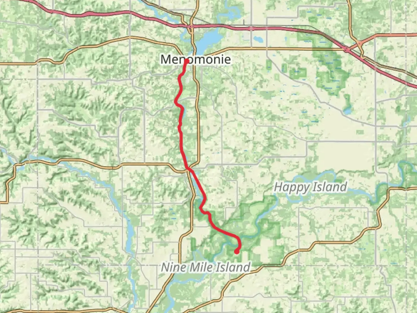 An image depicting the trail Red Cedar State Trail and its surrounding area.
