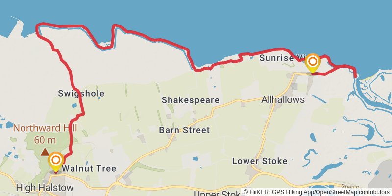 Dartford Station to Allhallows Walk in Kent stage 3 Map
