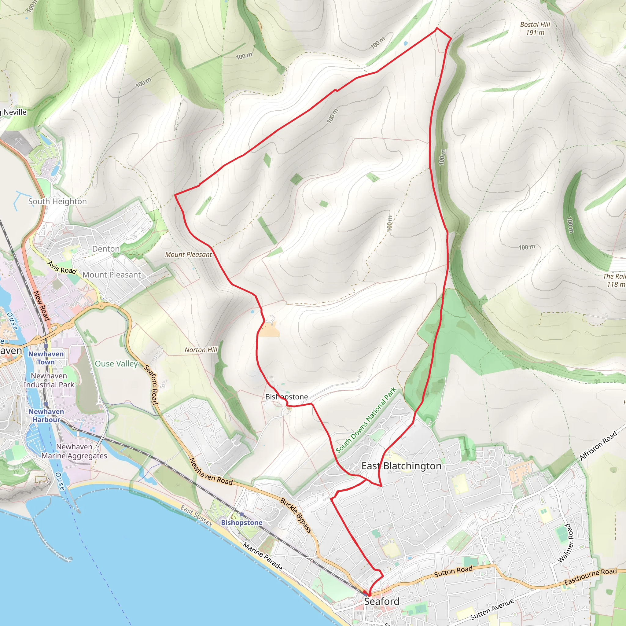 Bishopstone Northern Loop from Seaford mobile static map