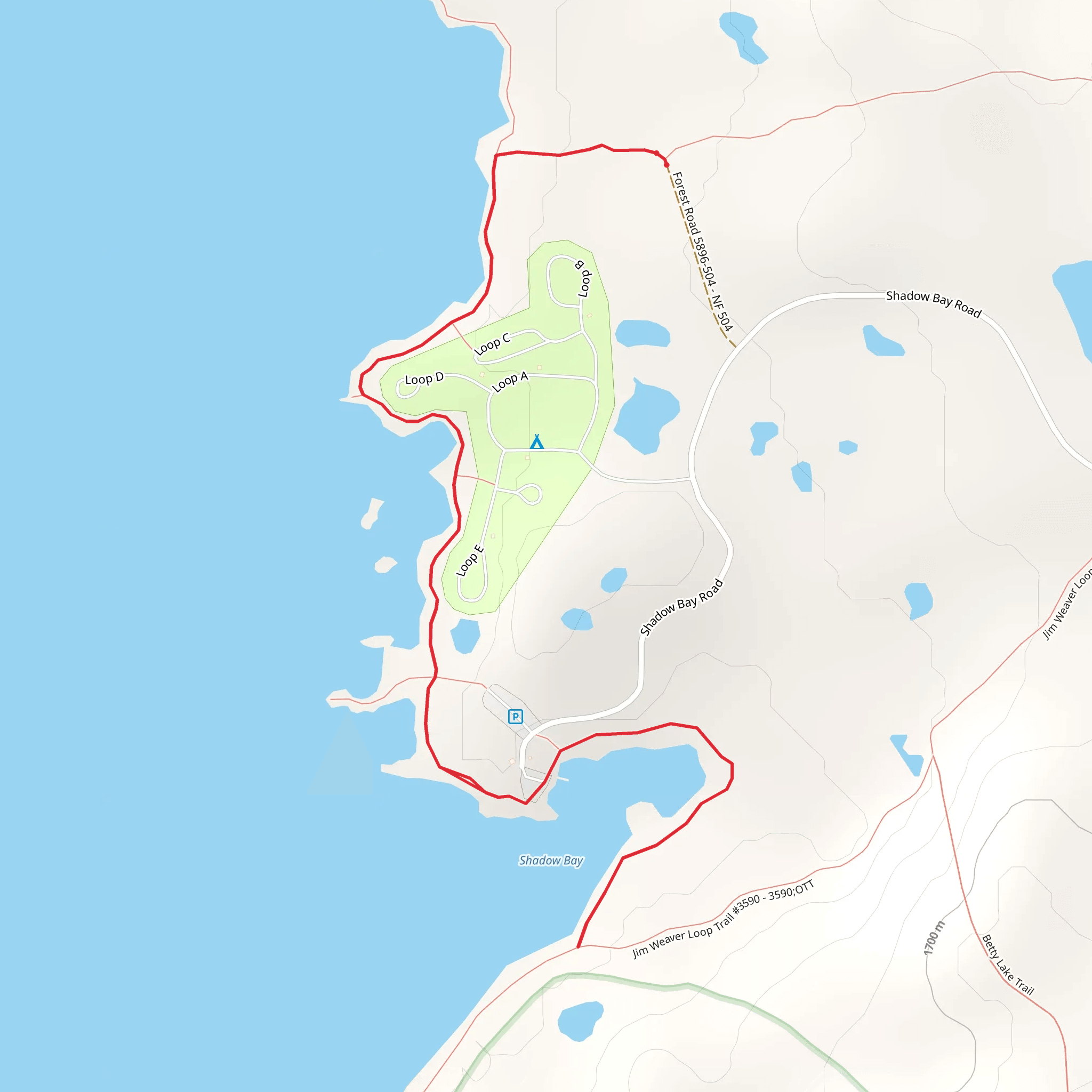 Shadow Bay Shoreline Trail mobile static map