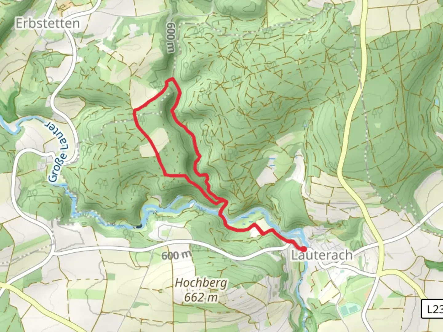 An image depicting the trail Wolfstal and Pionierweg Loop and its surrounding area.
