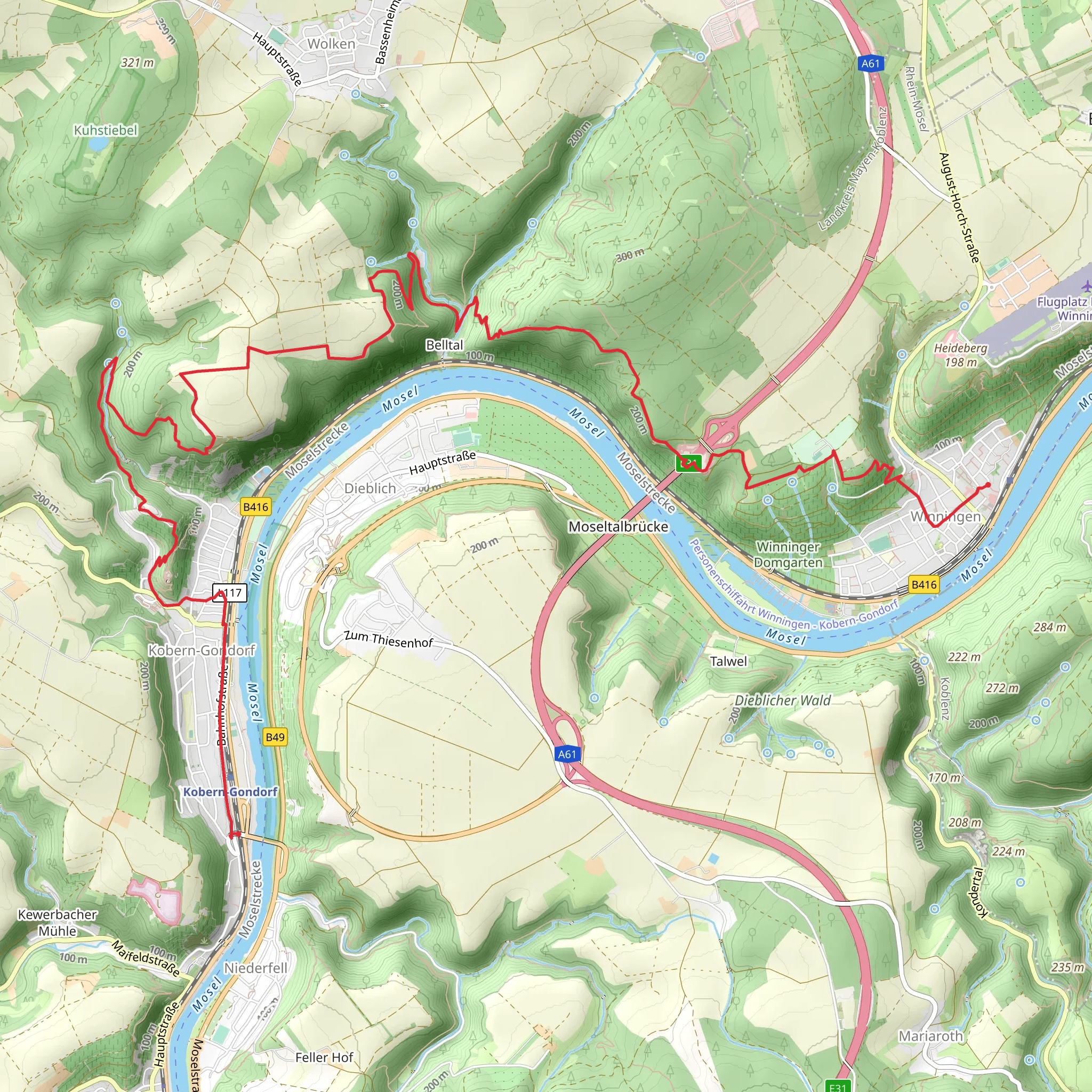 Kobern-Gondorf to Winningen via Moselsteig mobile static map