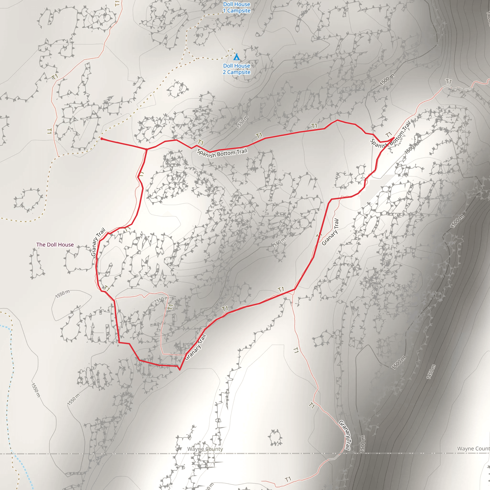 Granary Loop Trail mobile static map