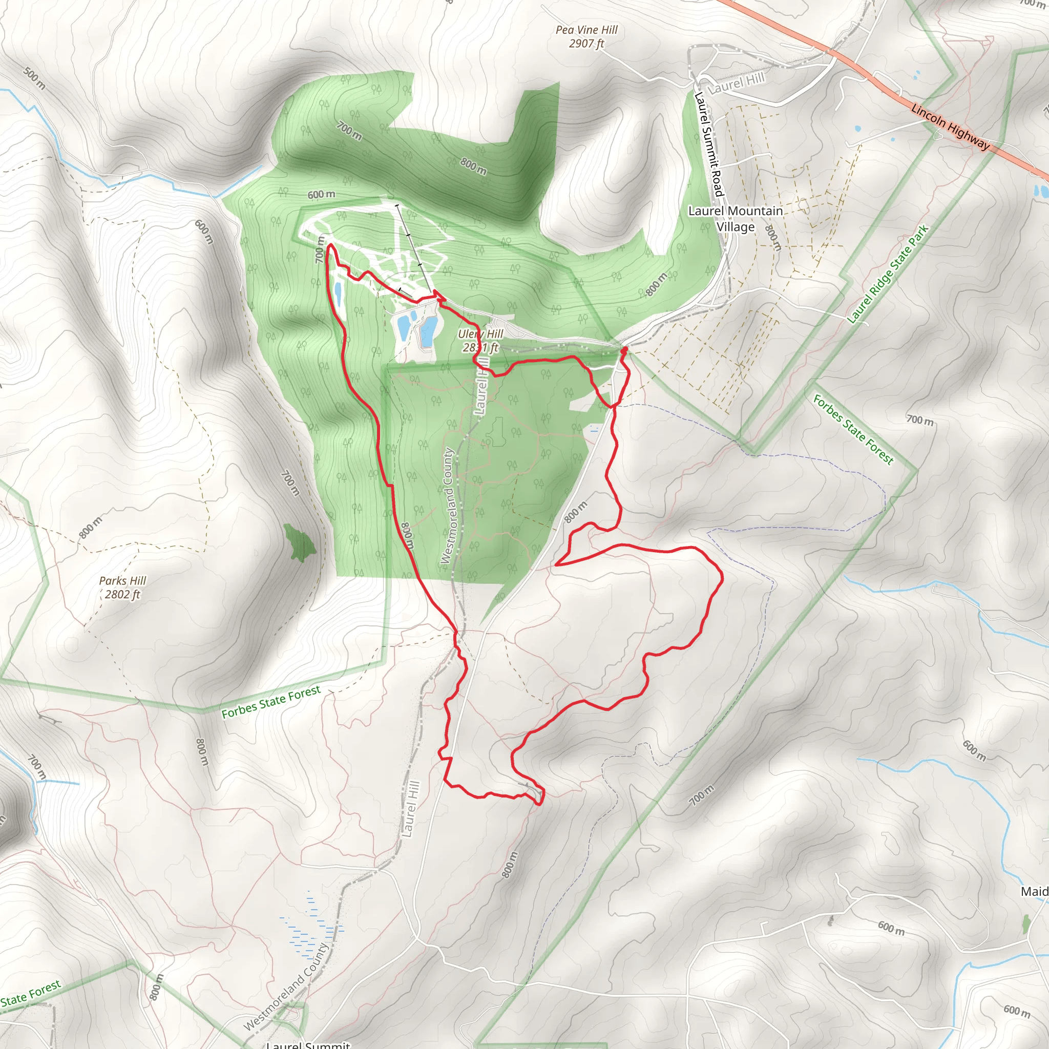 Ulery Hill via Beam Rock Trail mobile static map