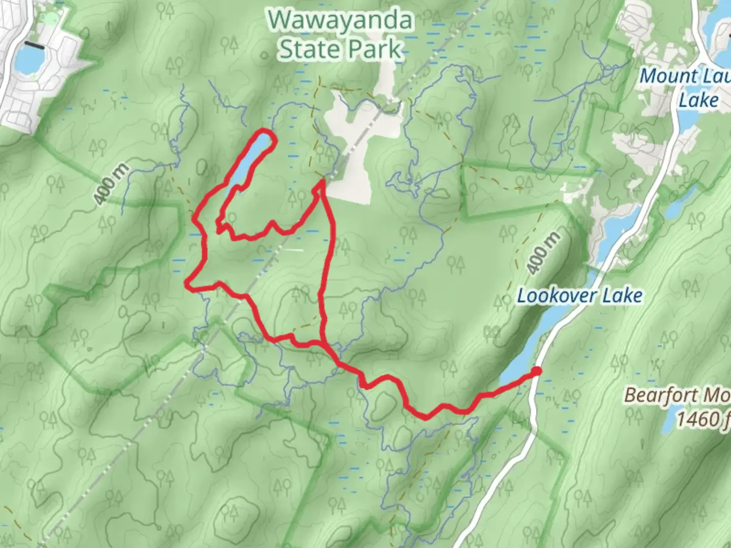 An image depicting the trail NJ State Long Trail and Hemlock - Load Loop and its surrounding area.