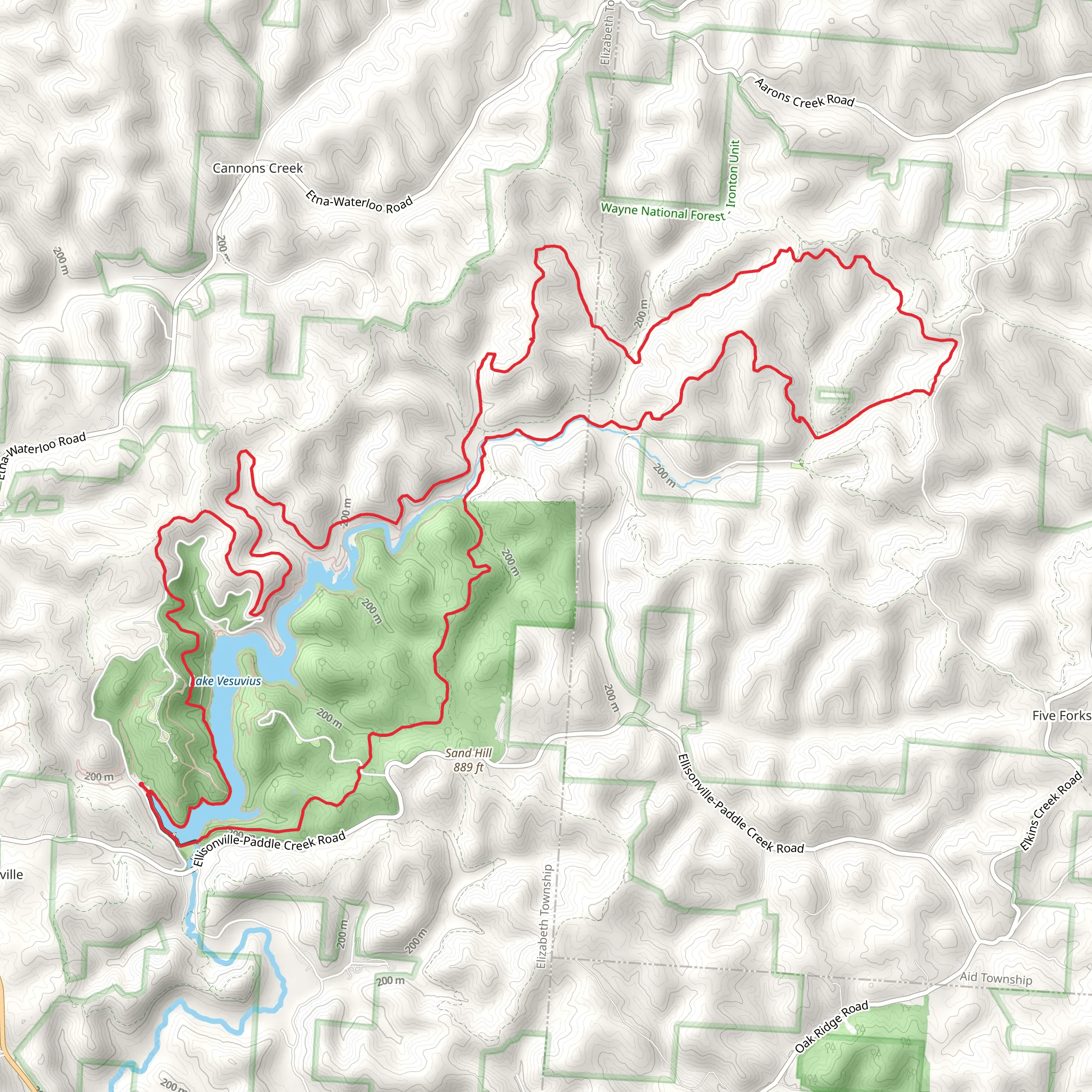 Lake Vesuvius and Vesuvius Backpack Loop Trail mobile static map