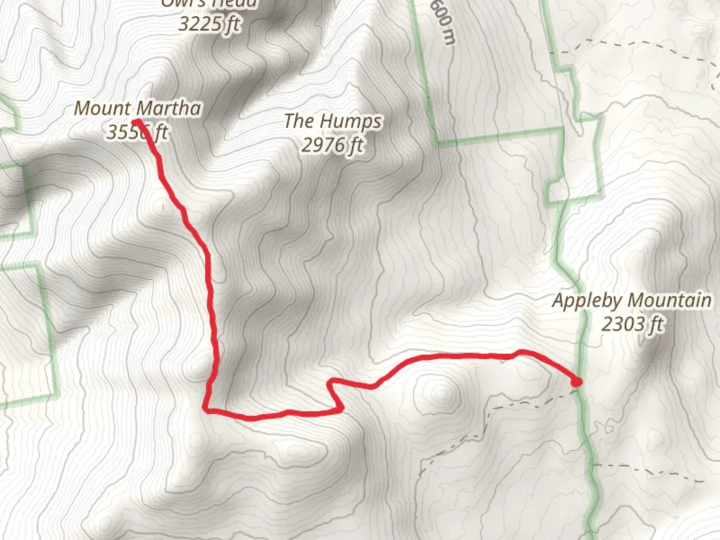 An image depicting the trail Cherry Mountain and Mount Martha Trail and its surrounding area.