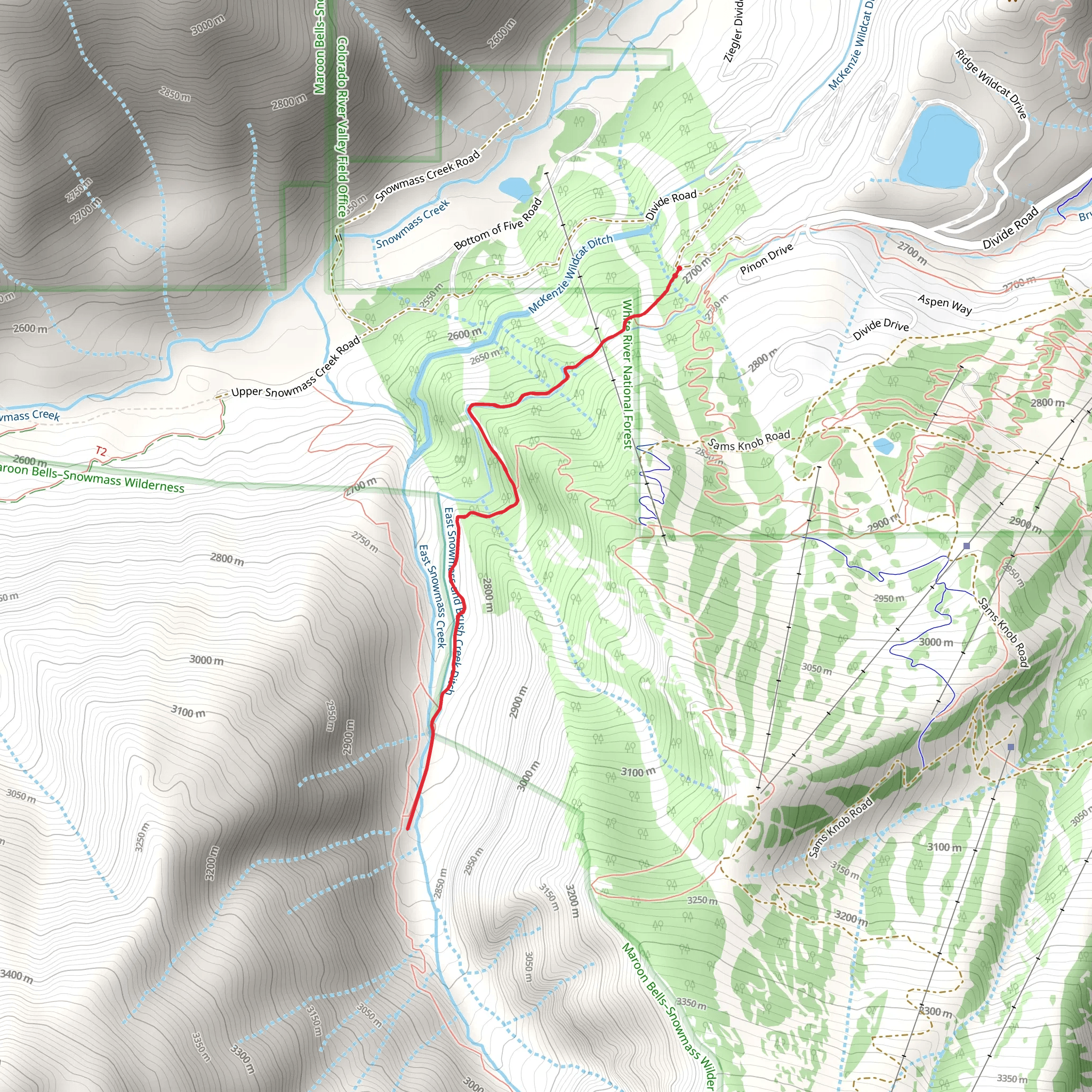 East Snowmass Ditch Trail mobile static map
