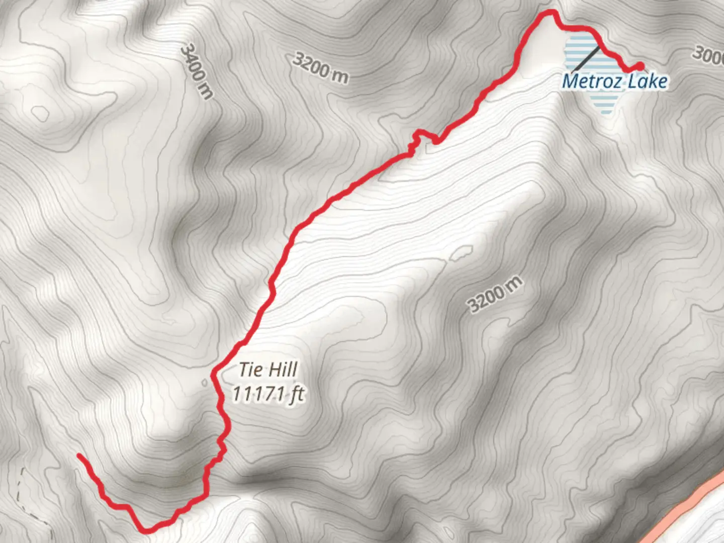 An image depicting the trail Metroz Lake and Tie Hill Trail and its surrounding area.