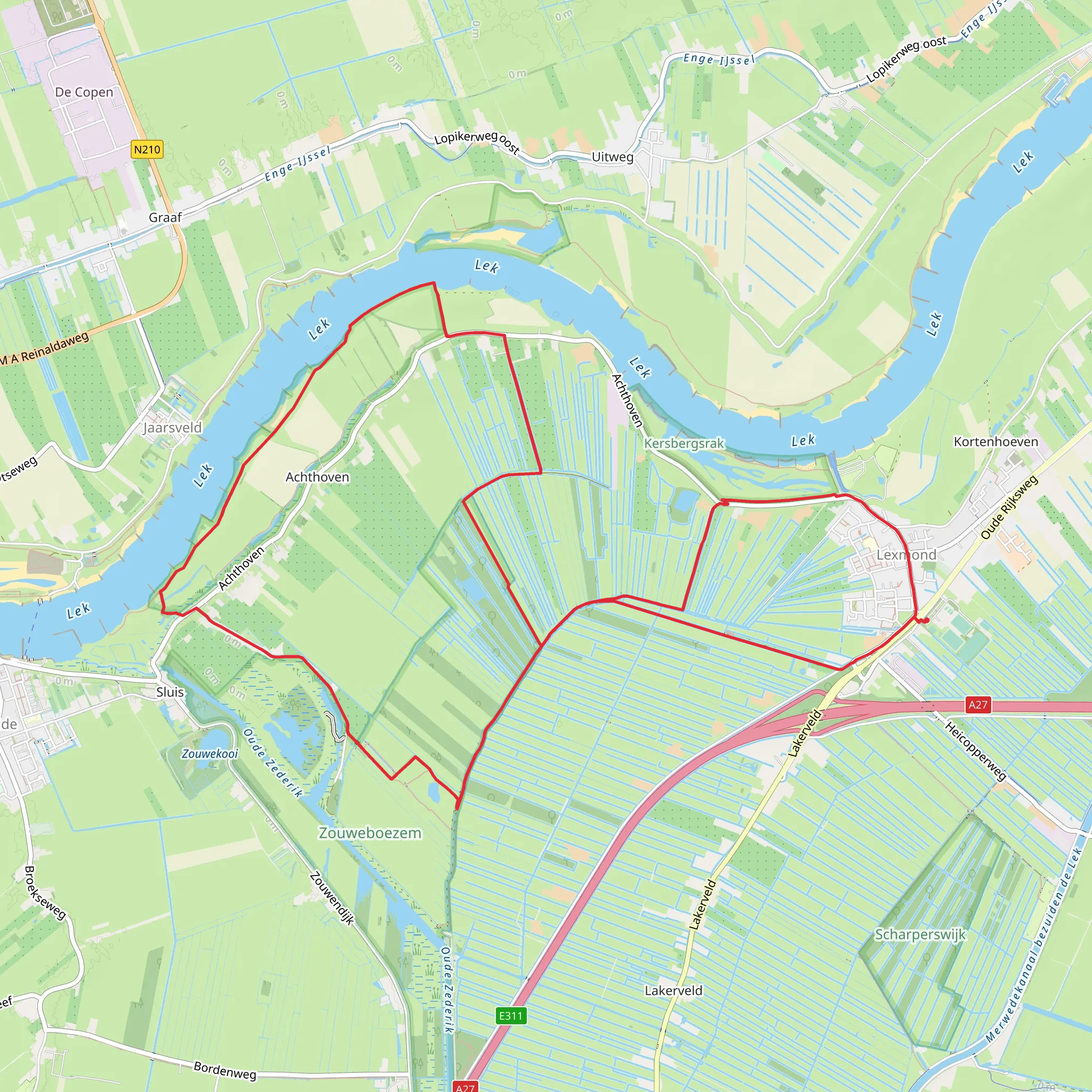 Lexmond, Achthoven and Uiterwaarden Loop mobile static map