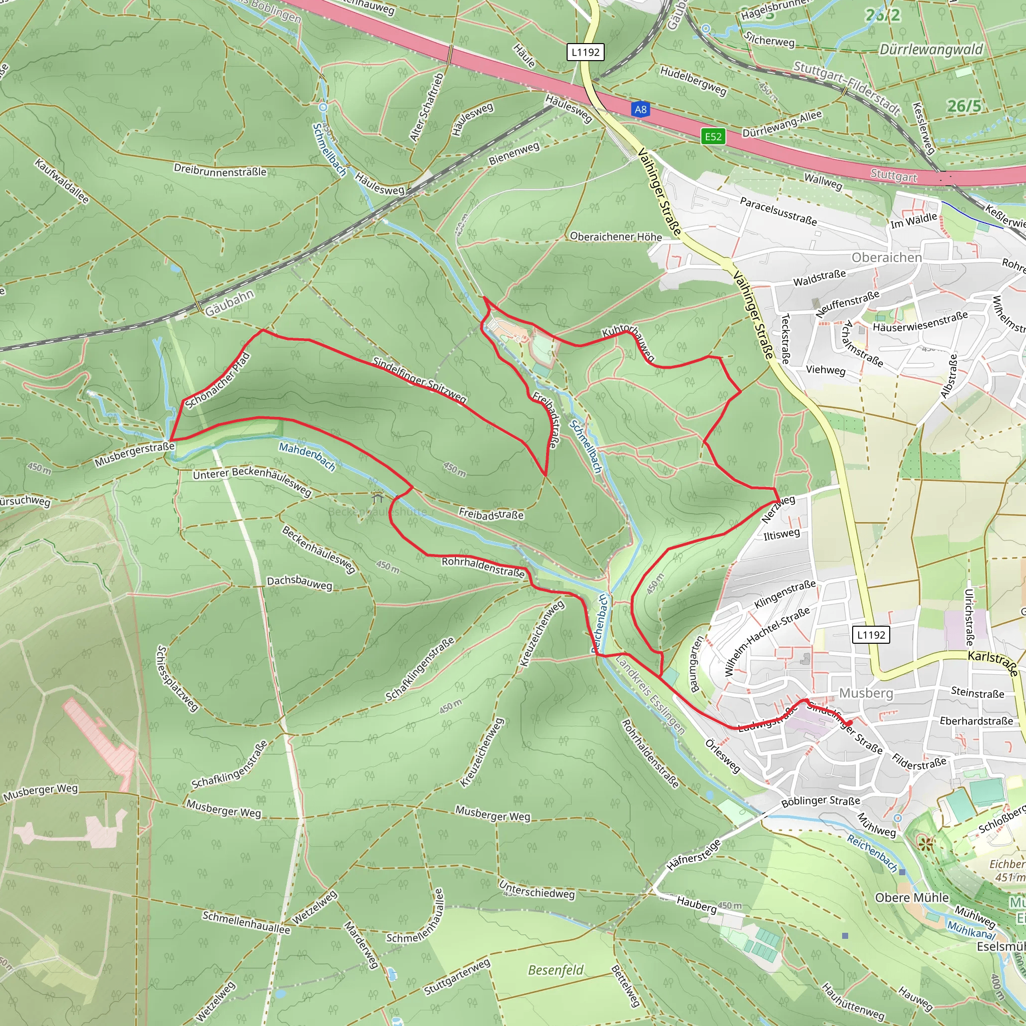 Freibadstraße via Sindelfinger Spitzweg mobile static map