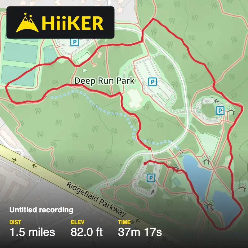 A map preview of the recording Deep Run Park Henrico VA.