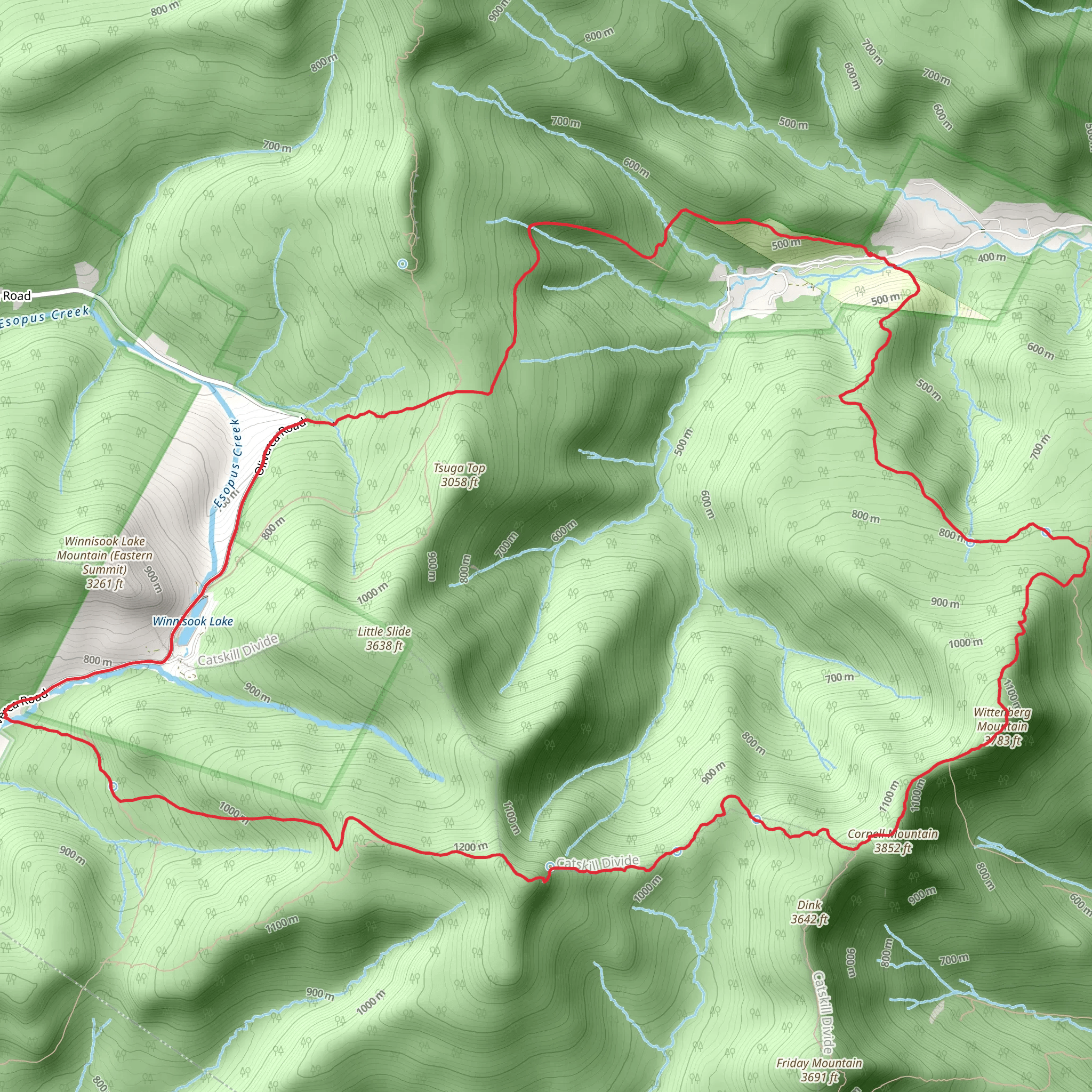 Wittenberg - Cornell - Slide Mountain Loop Trail mobile static map