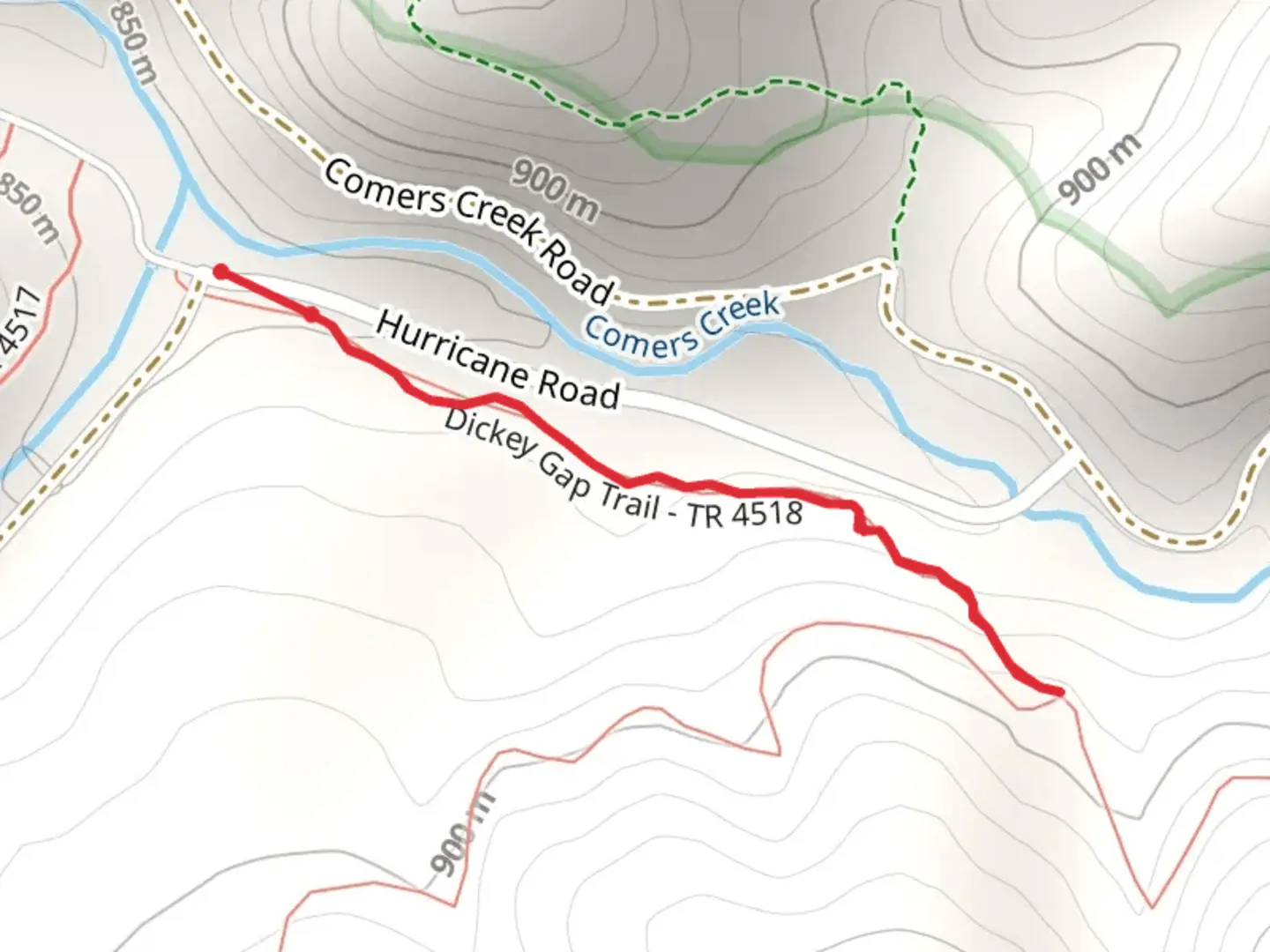 An image depicting the trail Dickey Gap Trail and its surrounding area.