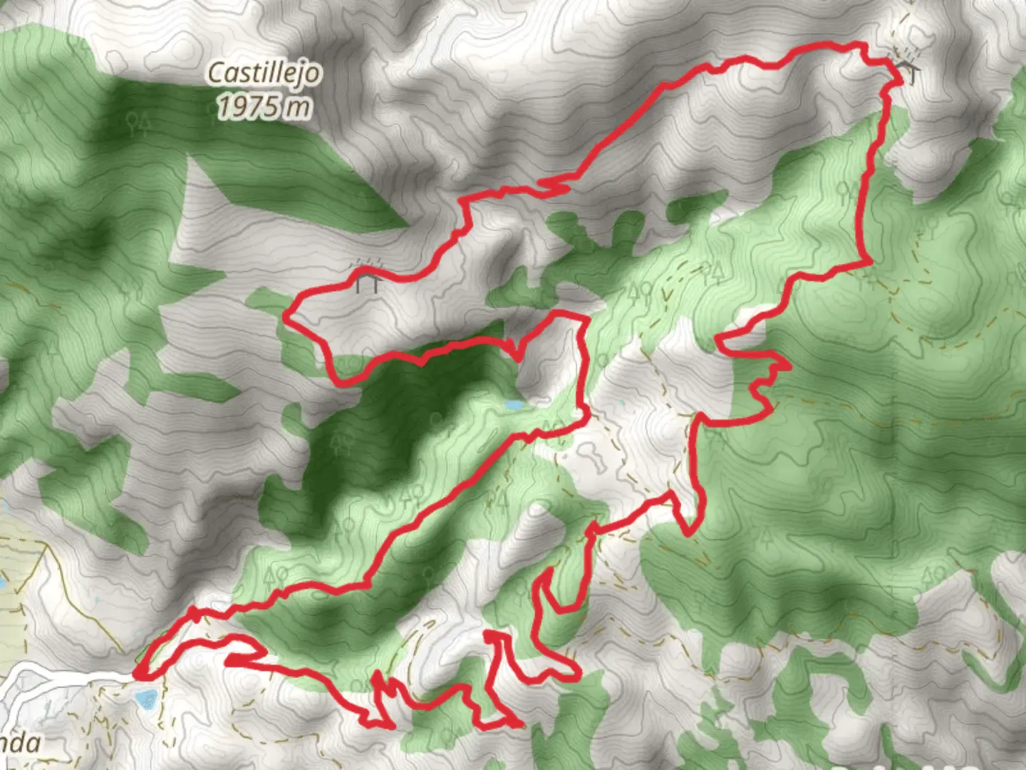 An image depicting the trail Haza el Hueso and Morrilla de Mismaero Circular and its surrounding area.