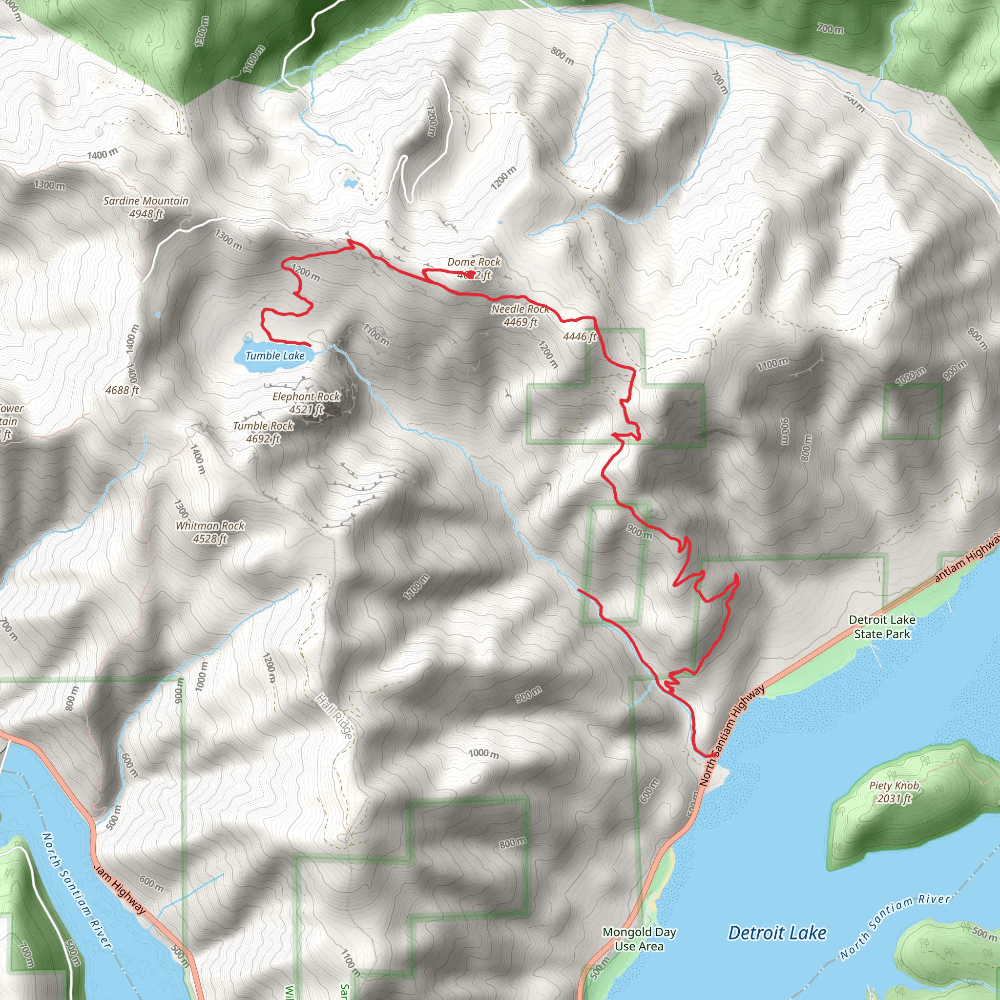 Tumble Lake and Dome Rock via Tumble Ridge Trail mobile static map