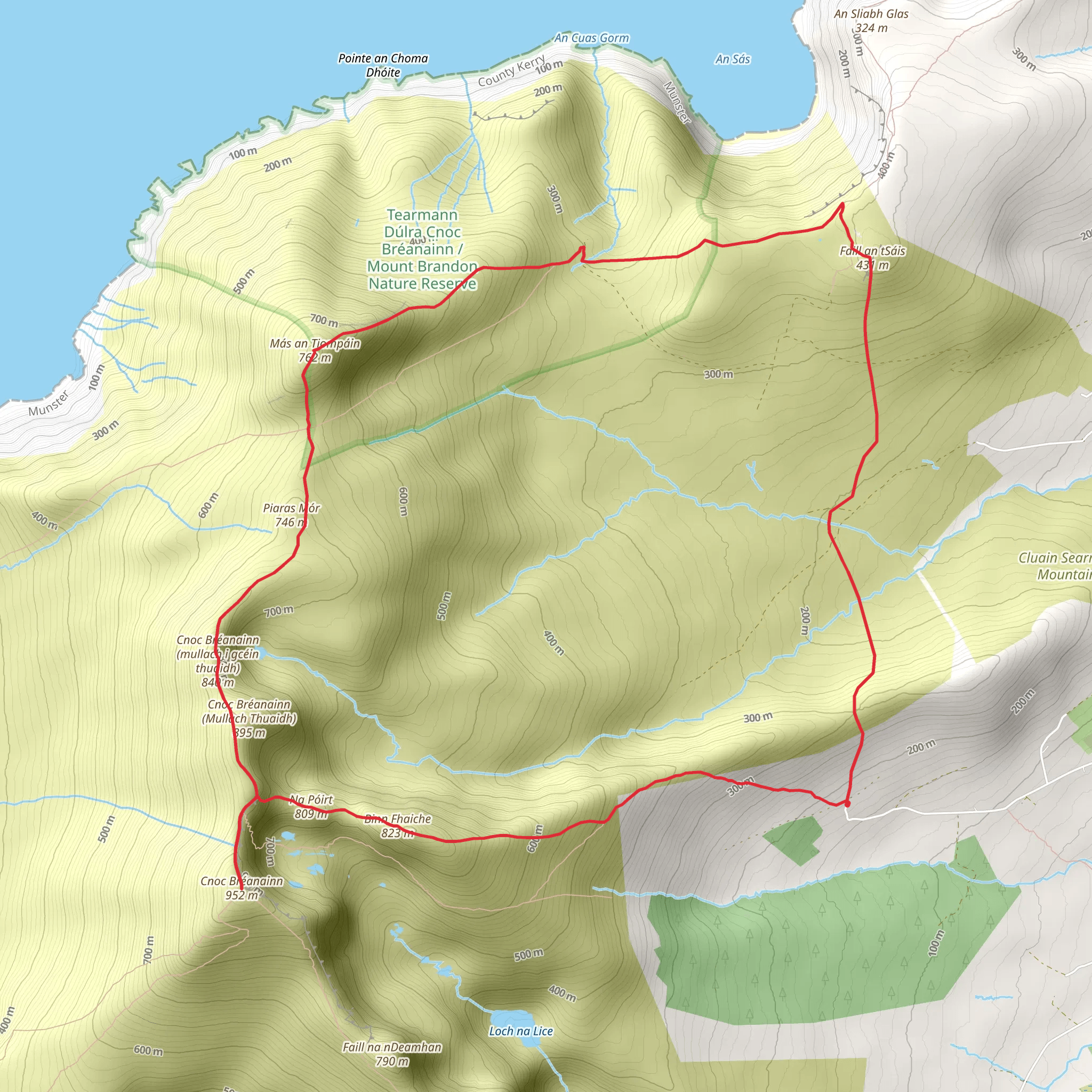 Binn Fhaiche and Mount Brandon mobile static map