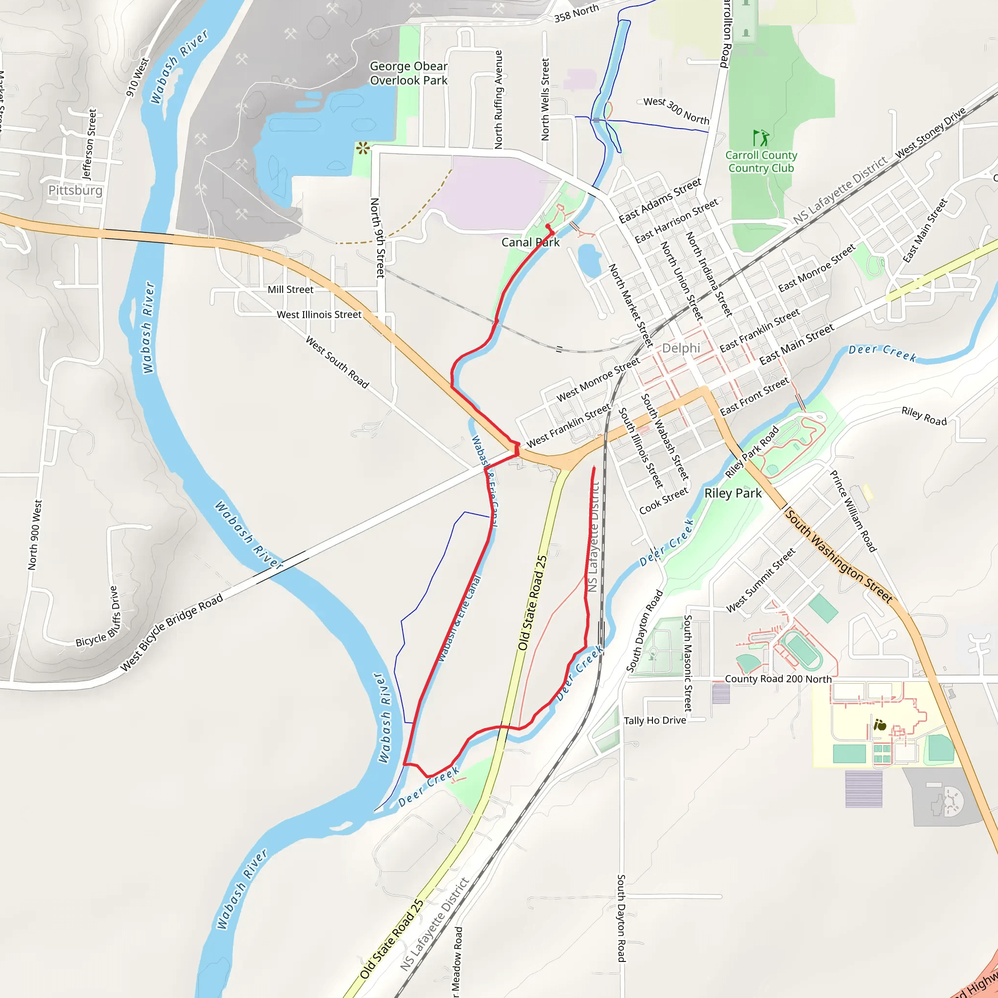 Underhill Towpath and Interurban Trail mobile static map