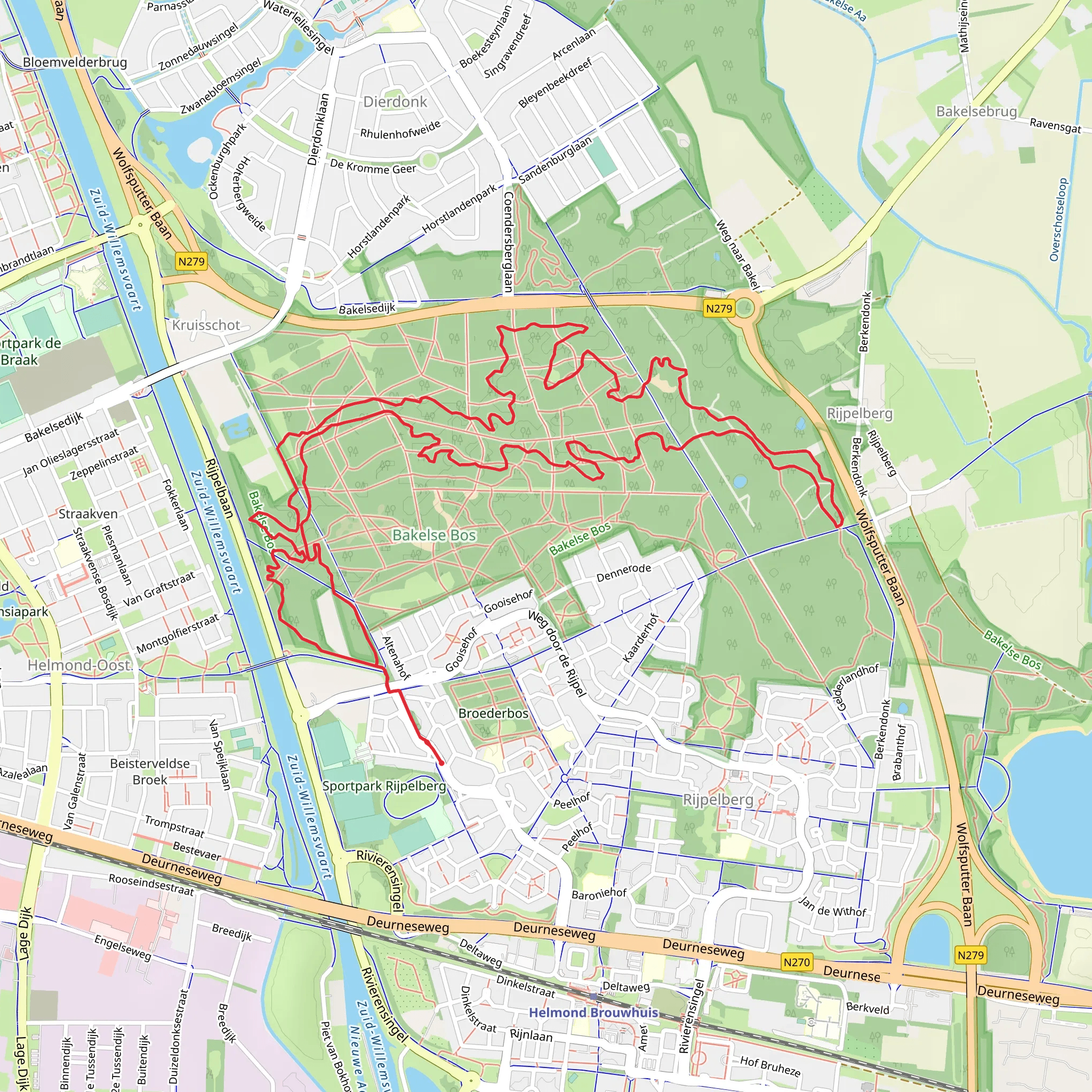 Straakven and Bakelsbosch Loop mobile static map