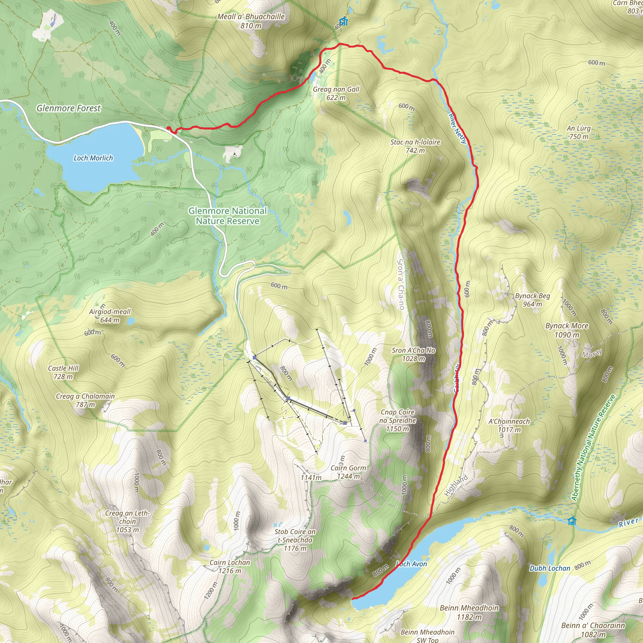 Loch Avon via Ryvoan Pass mobile static map