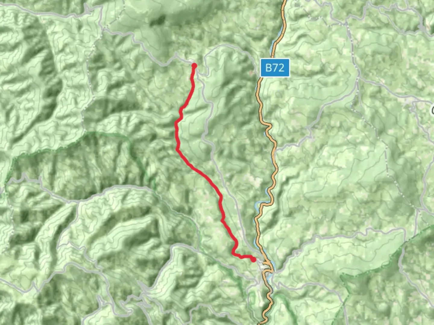 An image depicting the trail Fischbach to Birkfeld and its surrounding area.