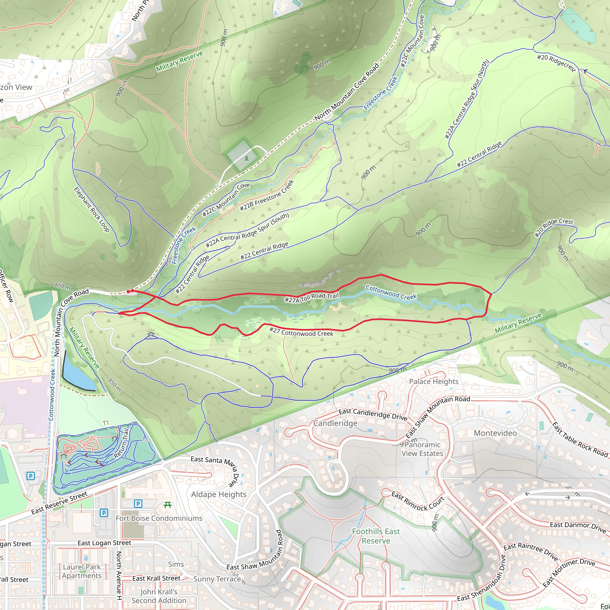 Loop around Cottonwood Creek mobile static map