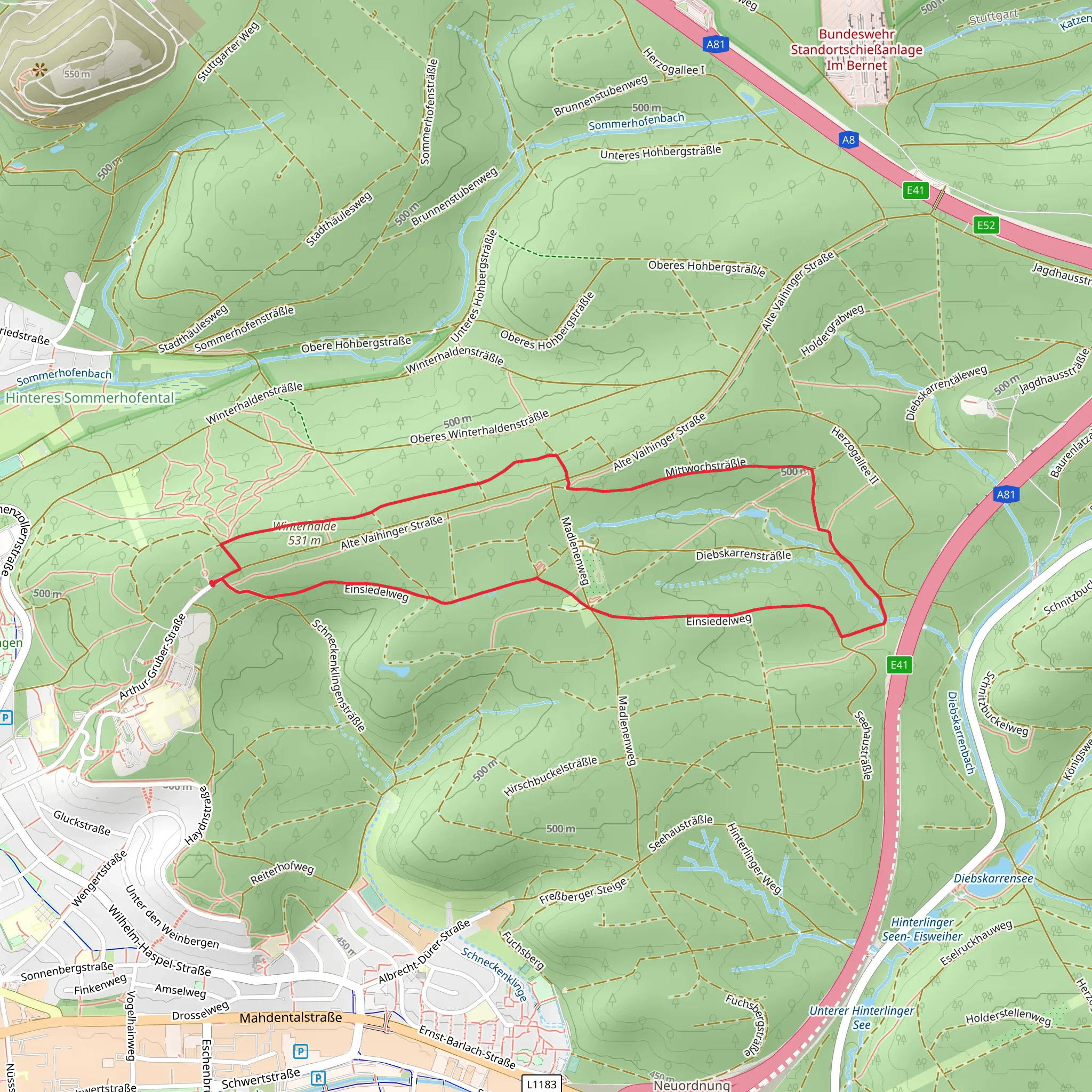 Winterhalde via Mittwochsträßle mobile static map