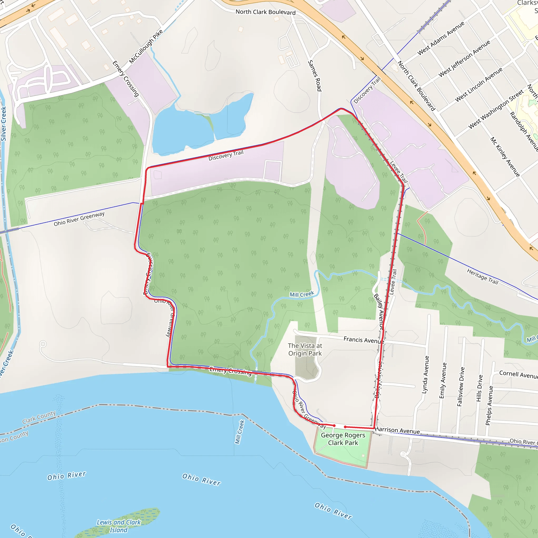 Emery Crossing and Clarksville Heritage Loop Trail mobile static map